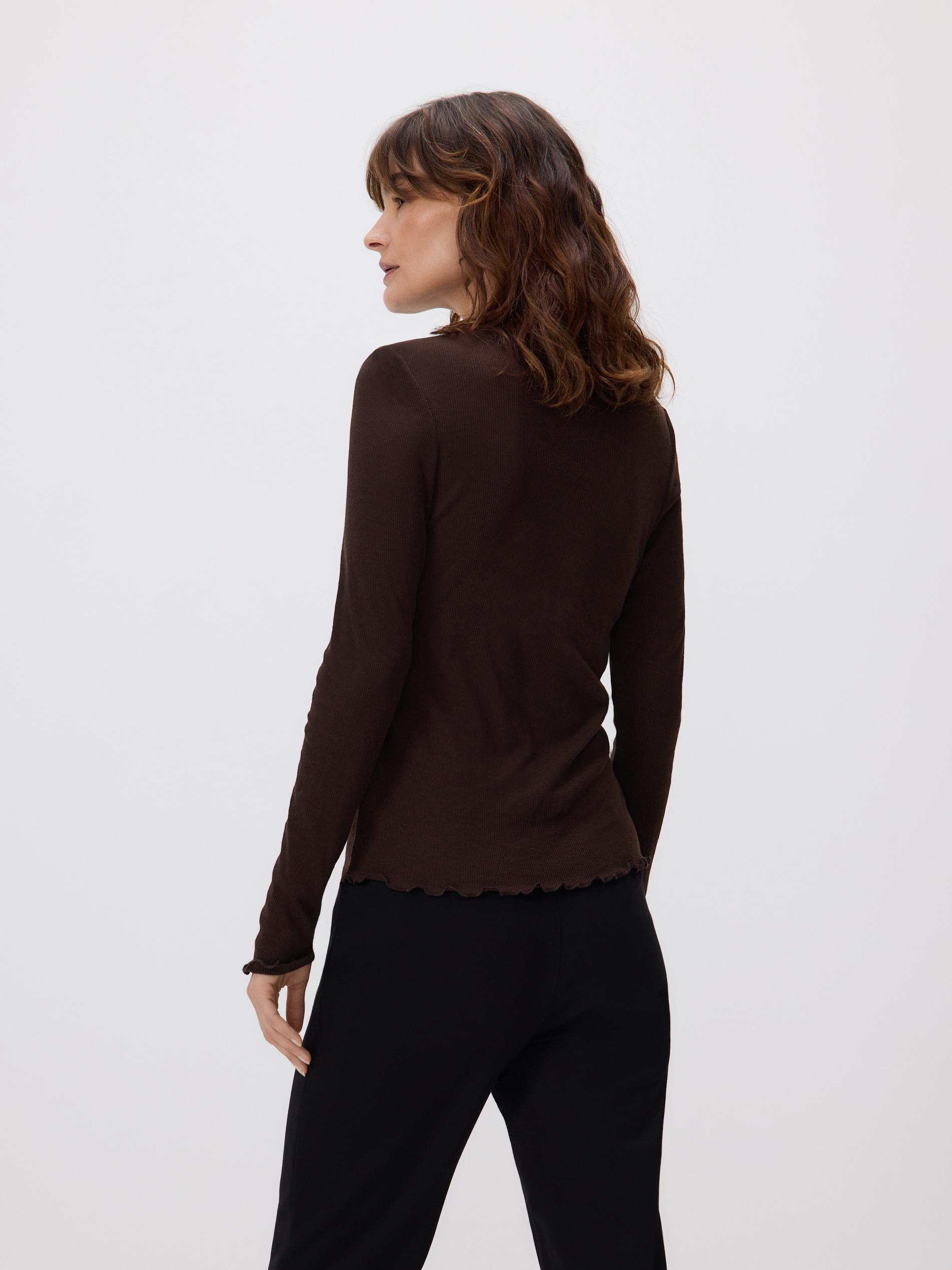 DARK BROWN Blouse with wool, Brown, large image number 3