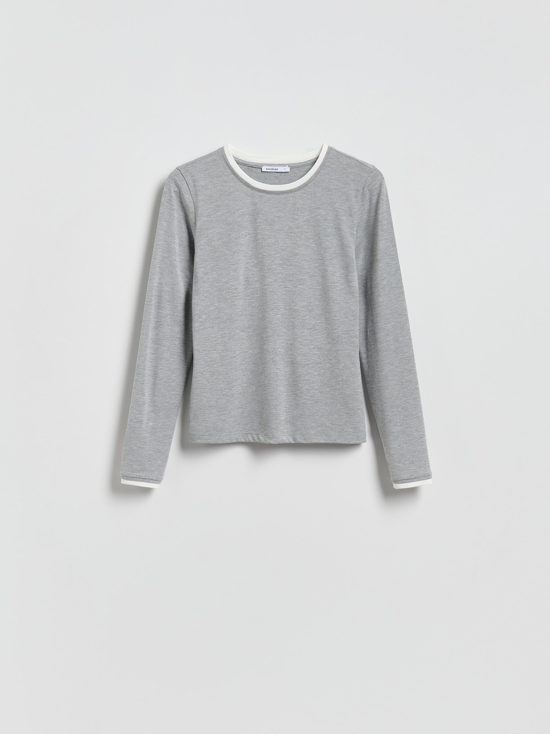 Grey Longsleeve With Contrasting Trim, Light grey, large image number 3