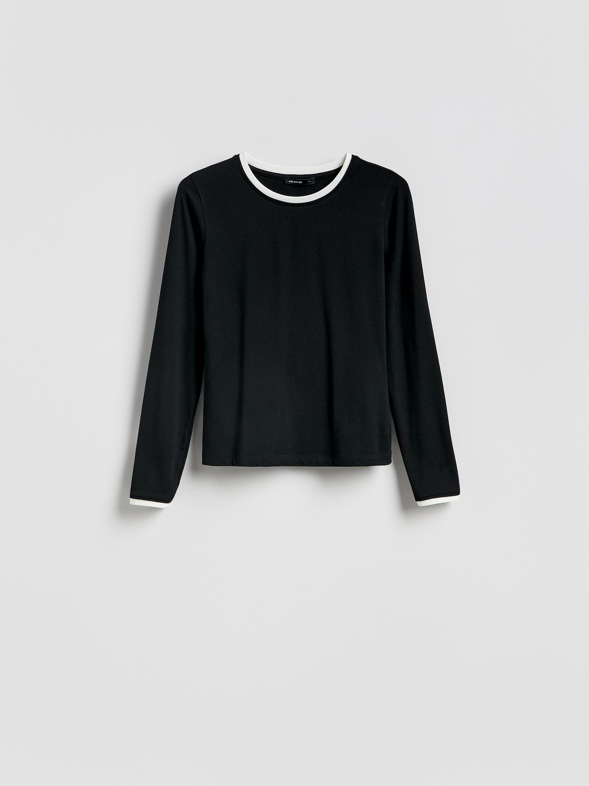 Black Longsleeve With Contrasting Trim, Black, large image number 2