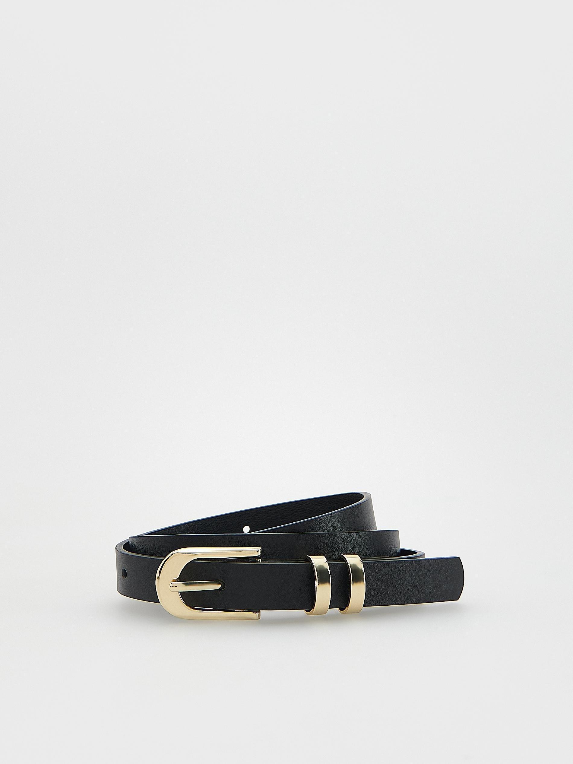 Reserved - Black Leather Belt With Buckle