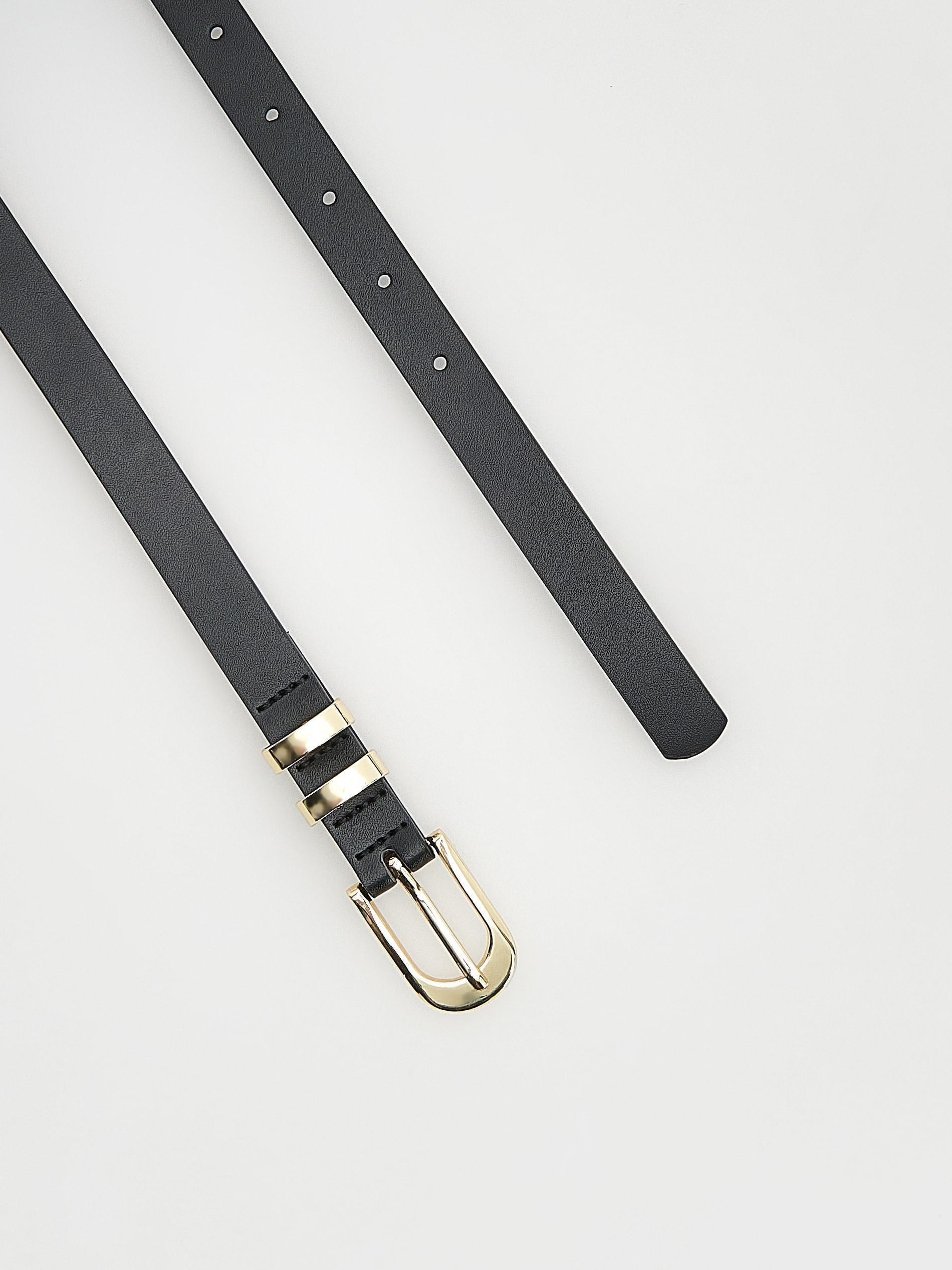 Reserved - Black Leather Belt With Buckle