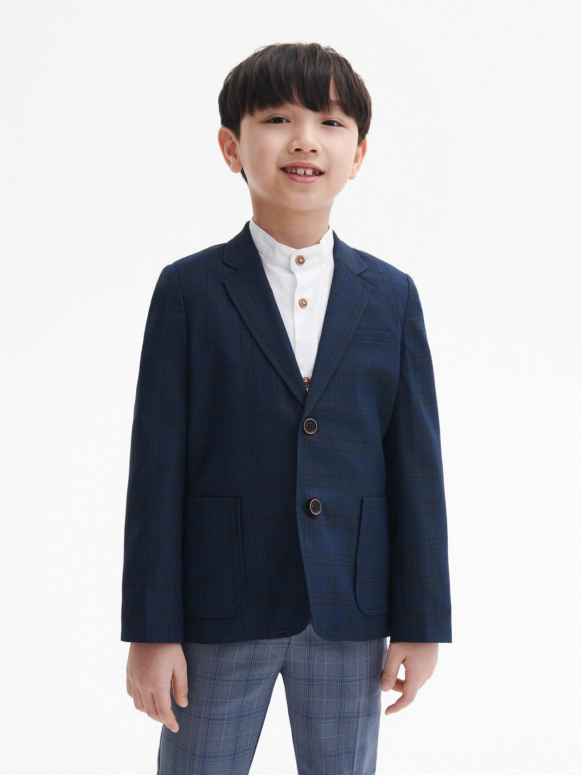 Navy Elegant Slim Fit Blazer, Kids Boys, , large image number 0