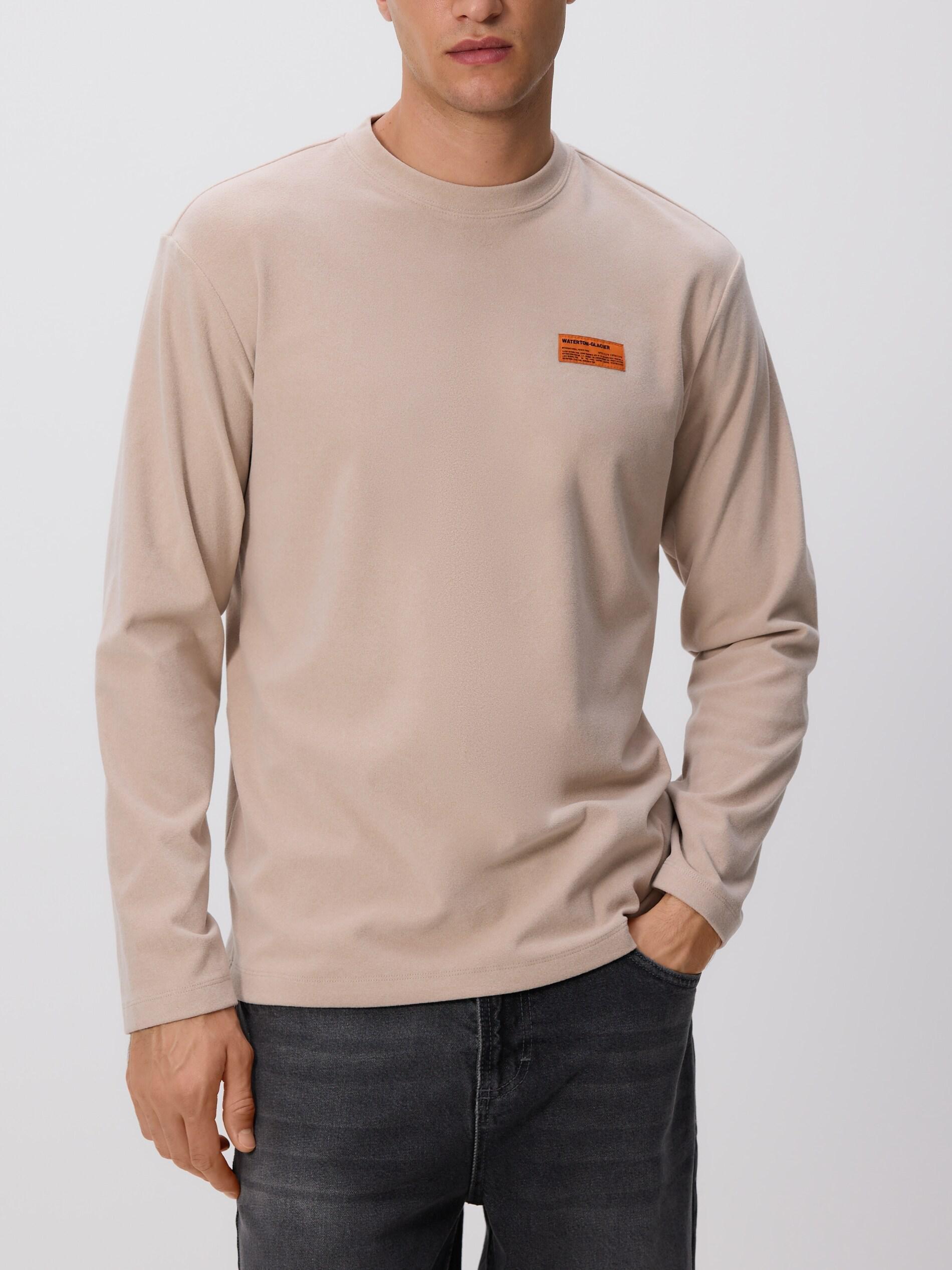 Beige Regular Fit Long Sleeve T-Shirt, Beige, medium