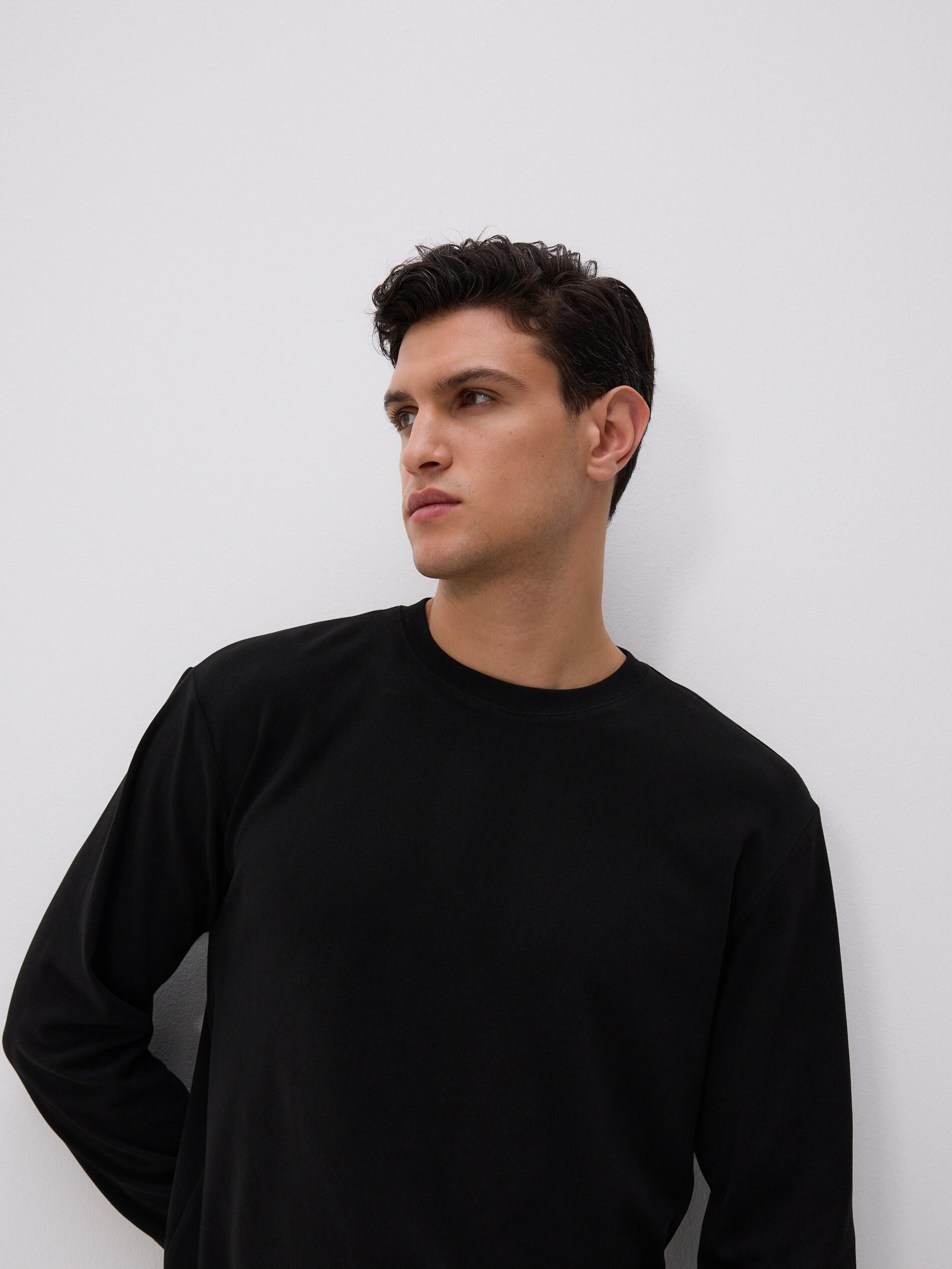 Black Regular Fit Long Sleeve T-Shirt, Black, large image number 0