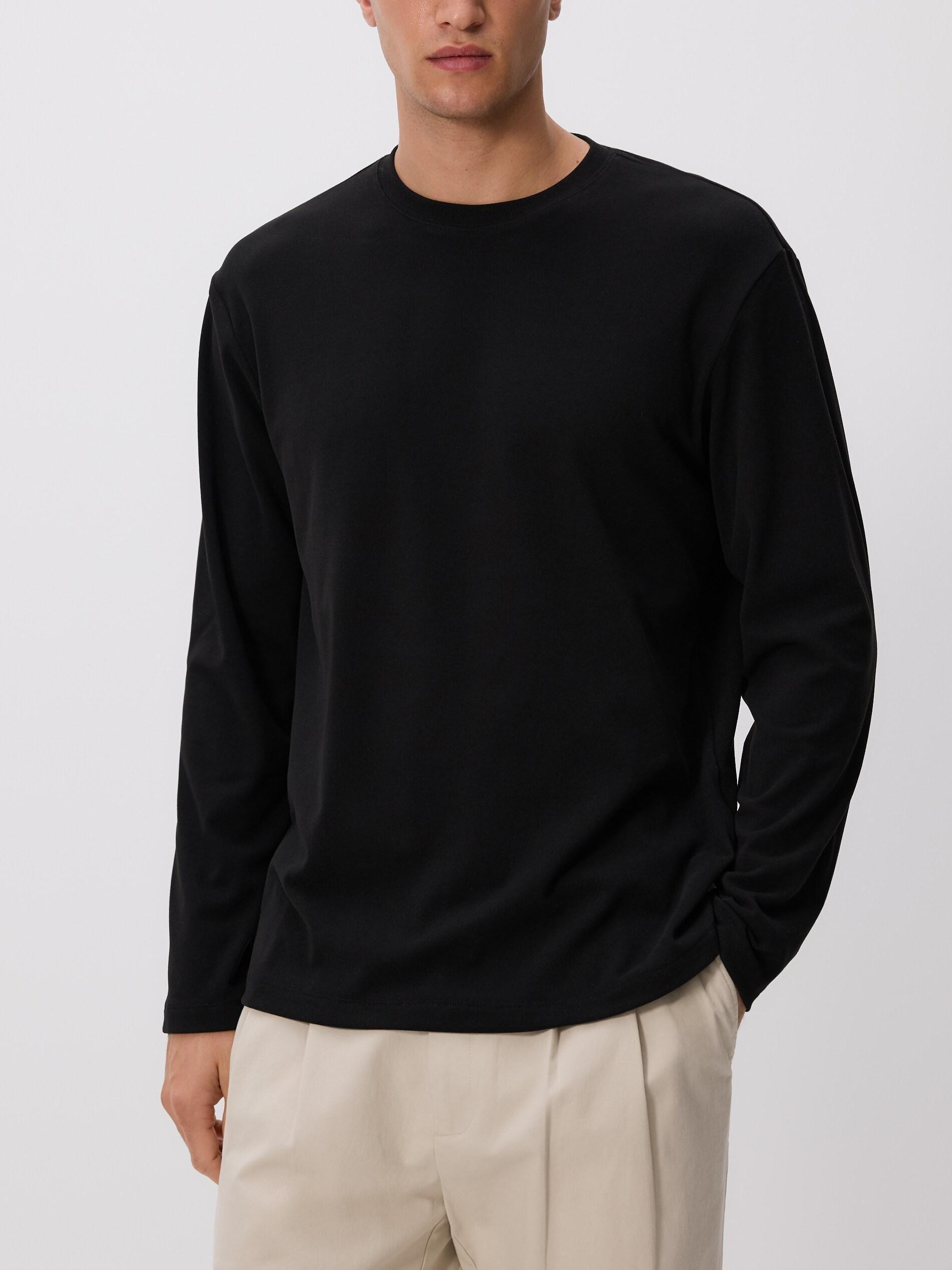 Black Regular Fit Long Sleeve T-Shirt, Black, large image number 2