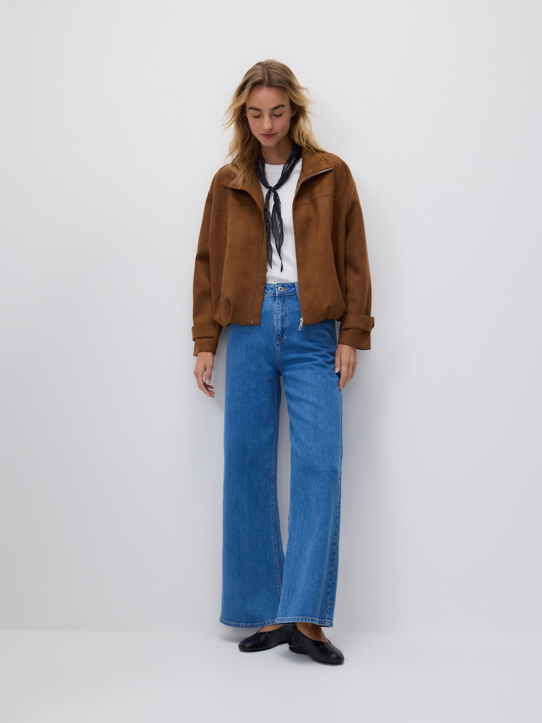 Brown Faux Suede Jacket, Brown, medium