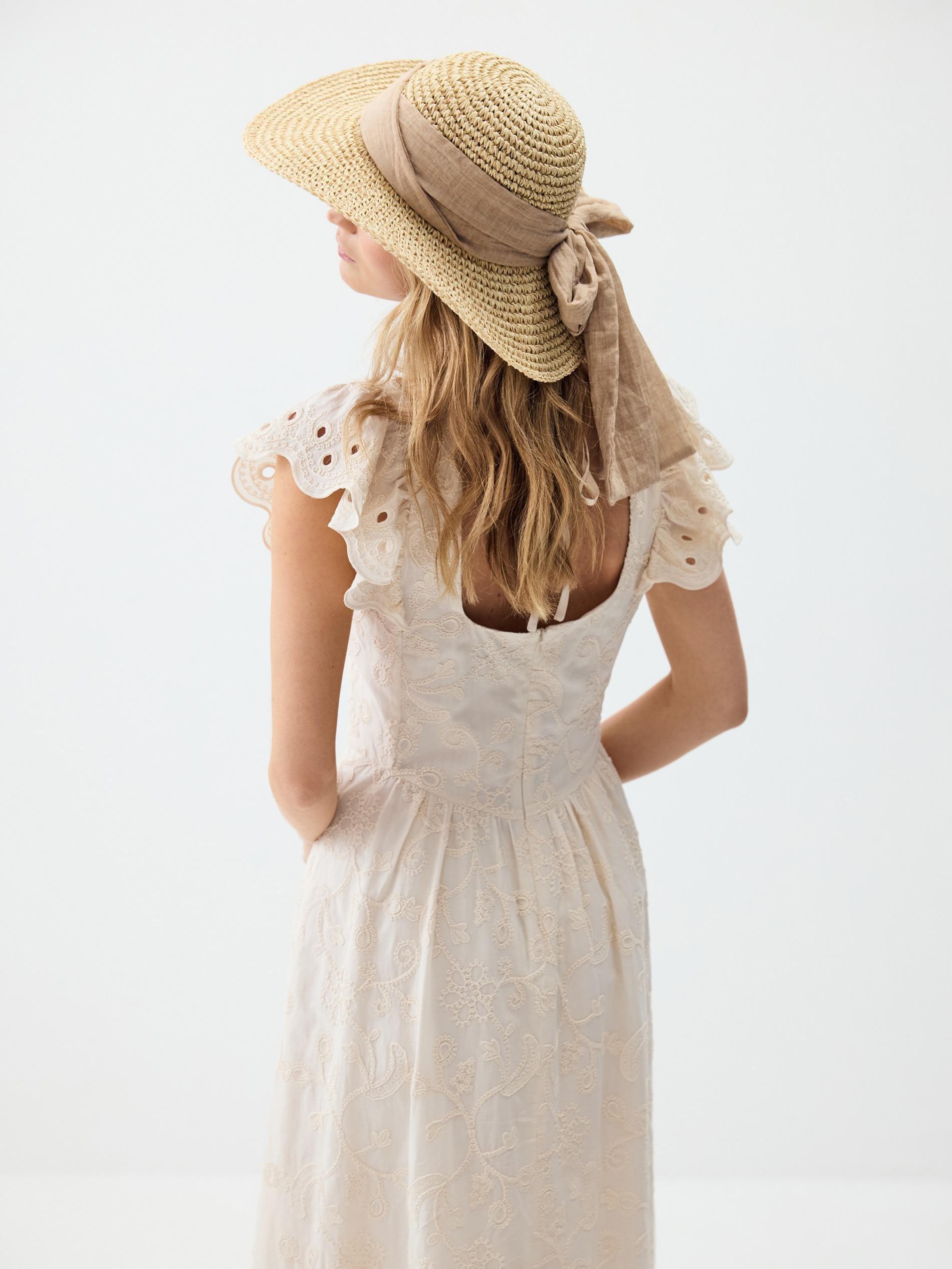 Cream Hat With Strap, Ivory, large image number 2
