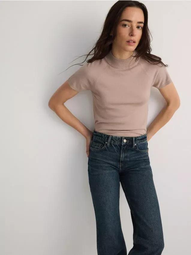 Beige Short Sleeve Jumper, , large image number 0