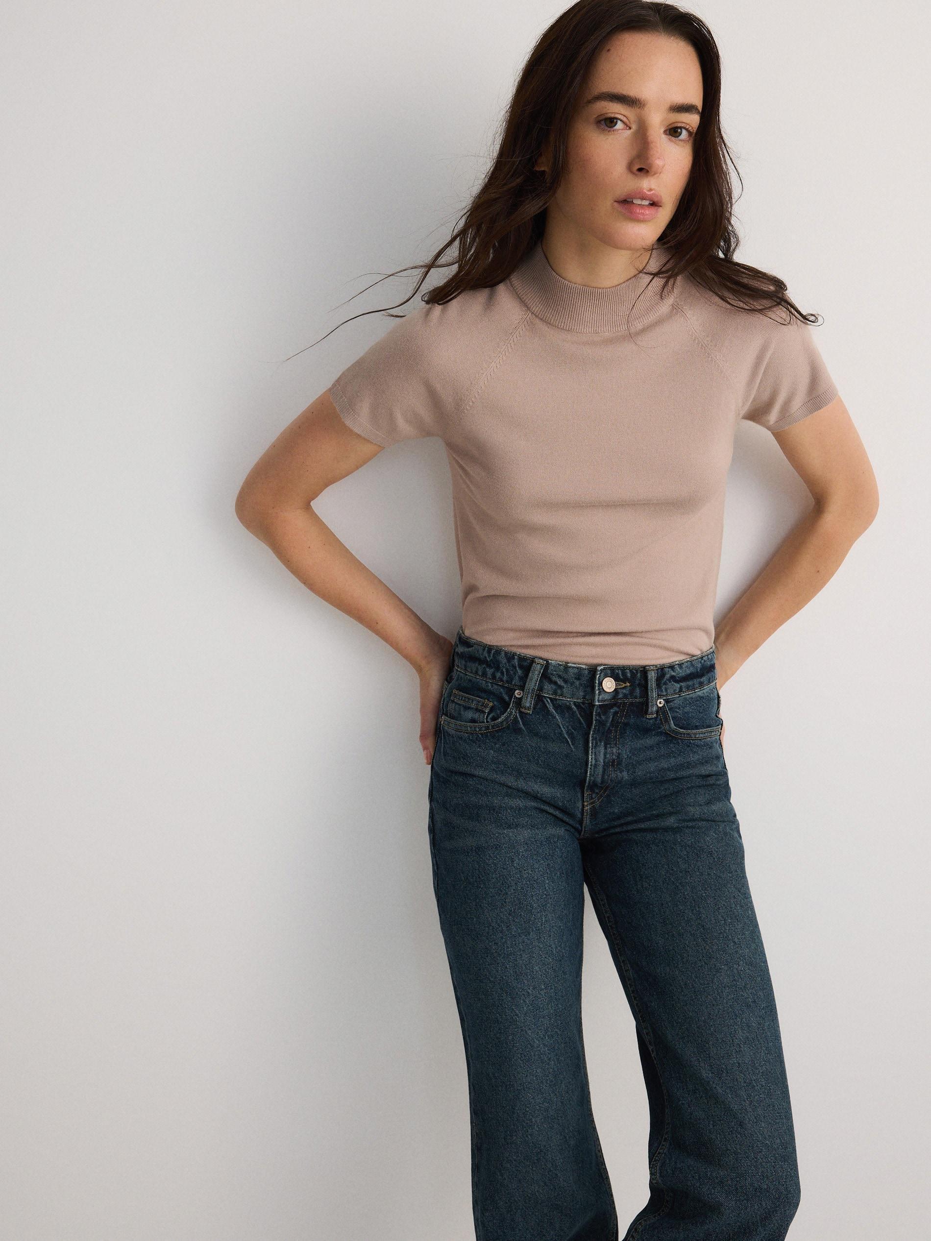 Beige Short Sleeve Jumper, , large image number 1