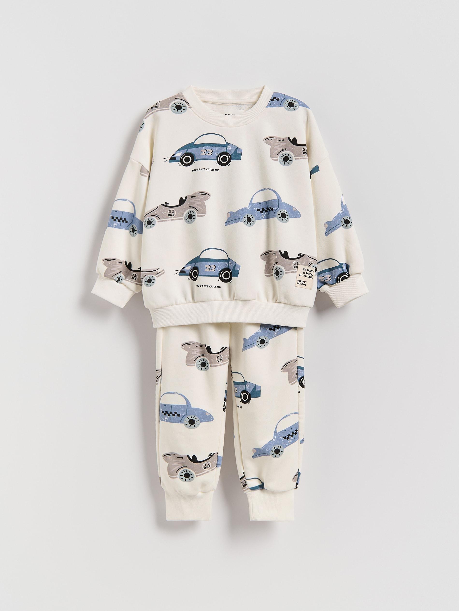 Cream Cotton Set With Print, Ivory, large image number 0