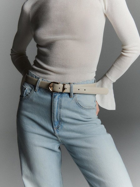 Reserved - cream Belt with decorative buckle