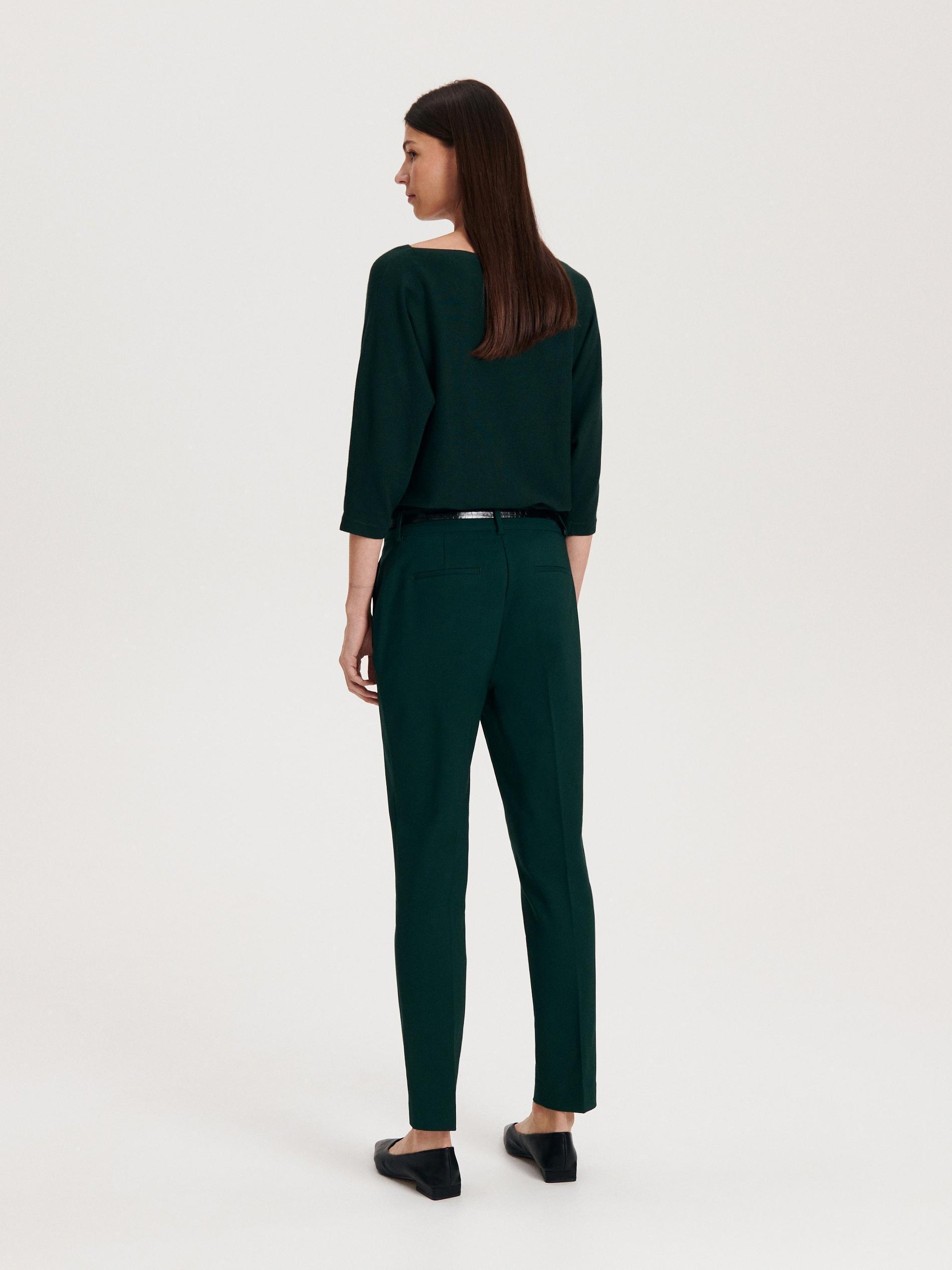 Green Belted Cigarette Trousers, Turquoise, large image number 1