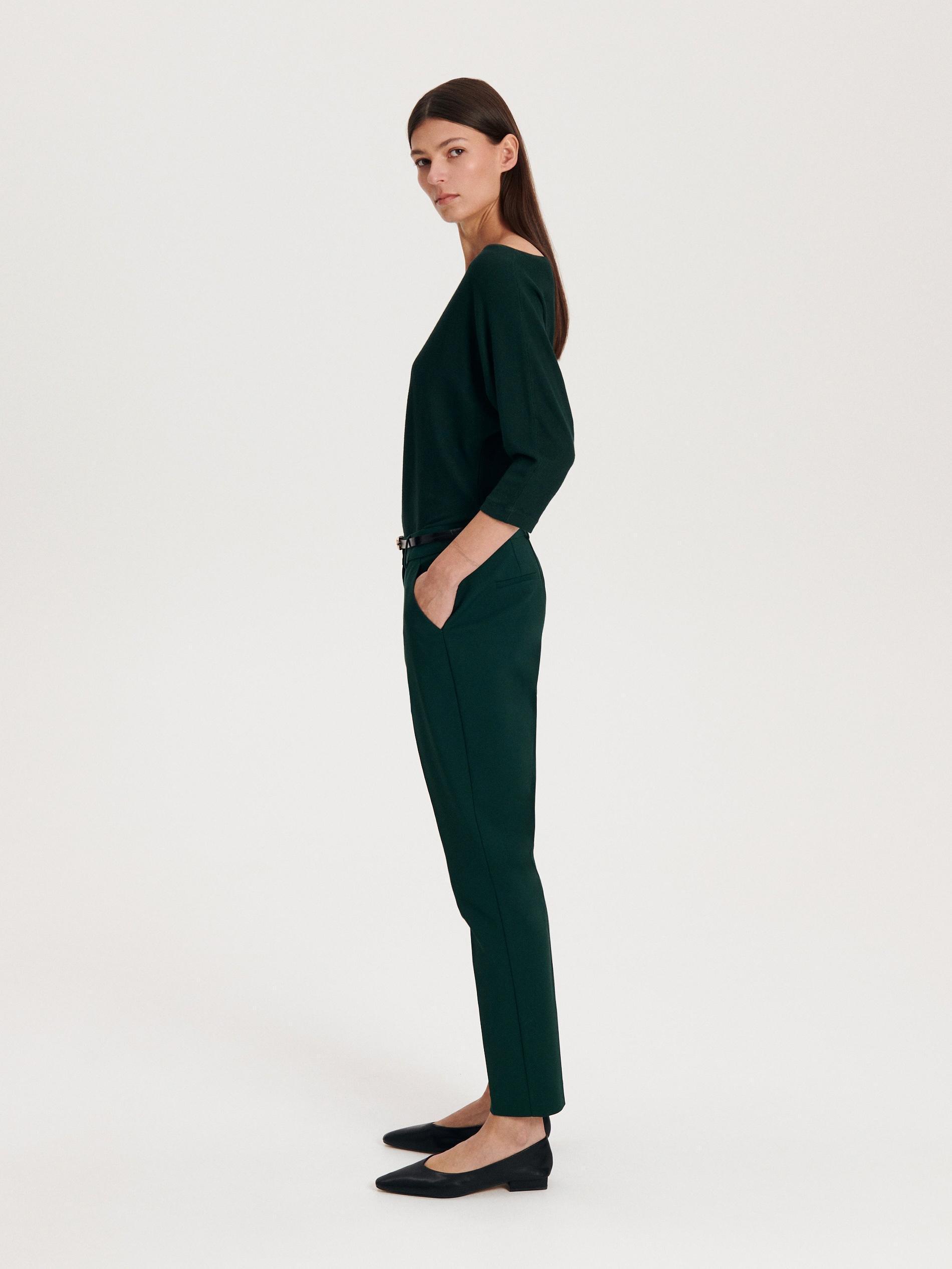 Green Belted Cigarette Trousers, Turquoise, large image number 2