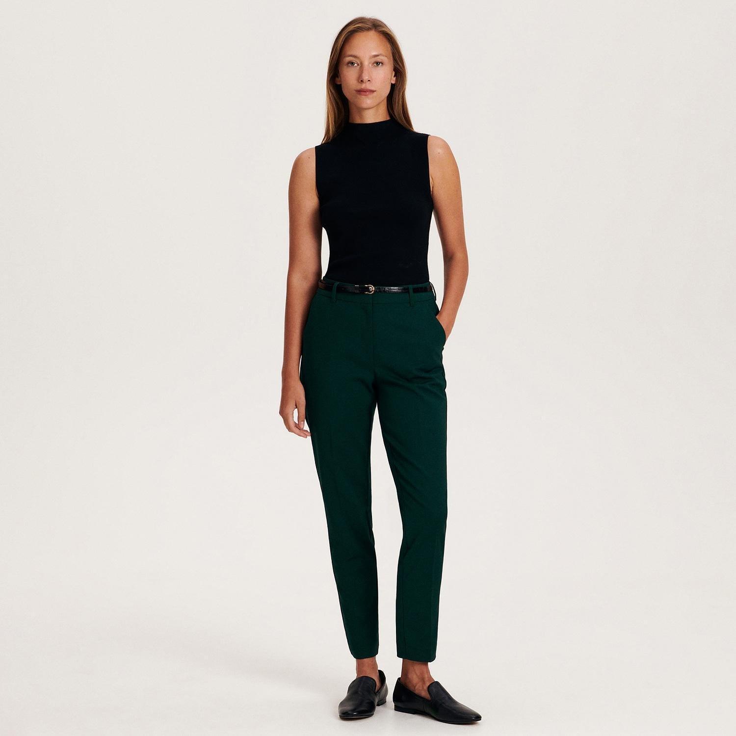 Green Belted Cigarette Trousers, Turquoise, large image number 4