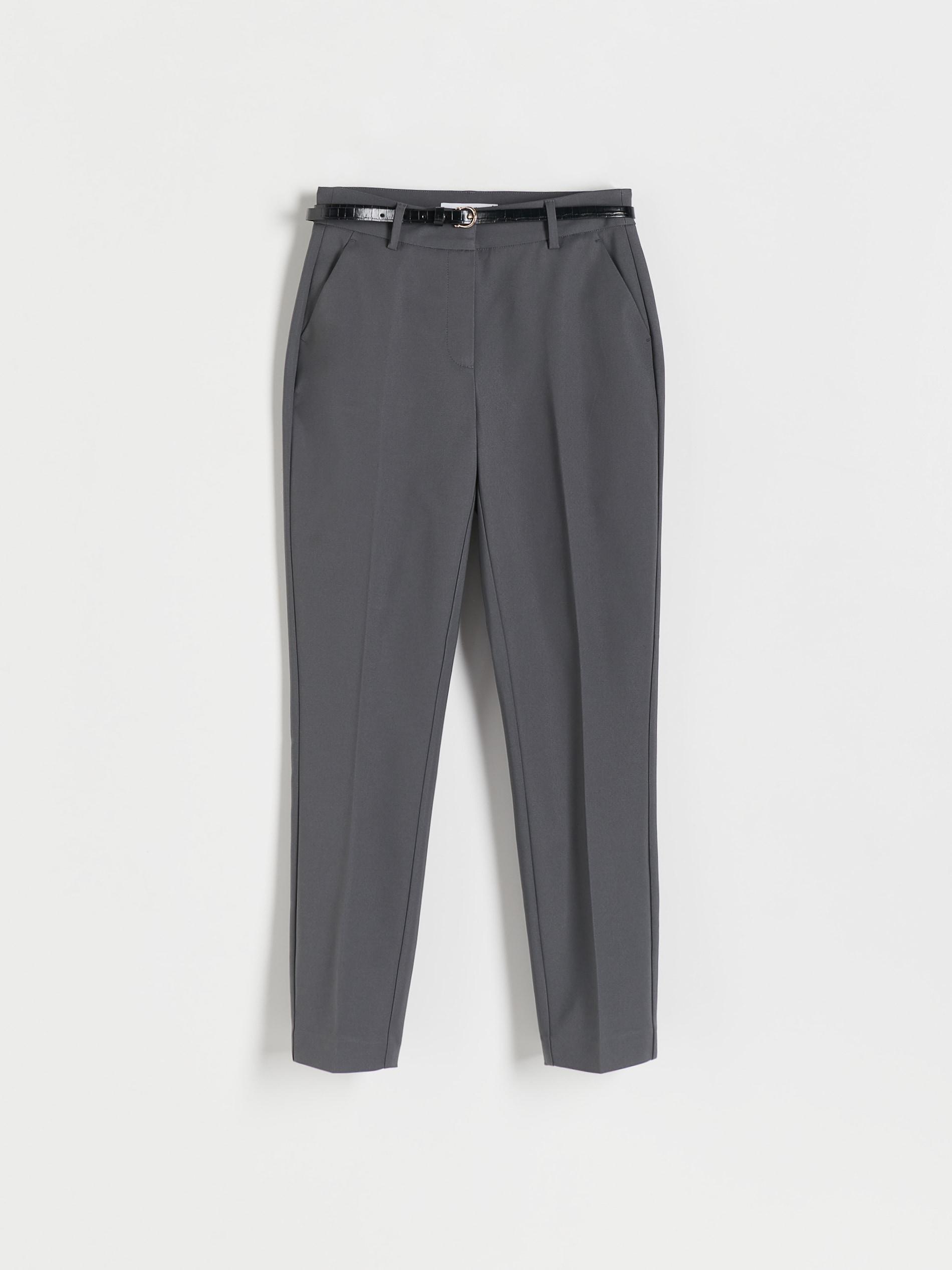 Grey Cigarette Trousers With Belt, Grey, large image number 2