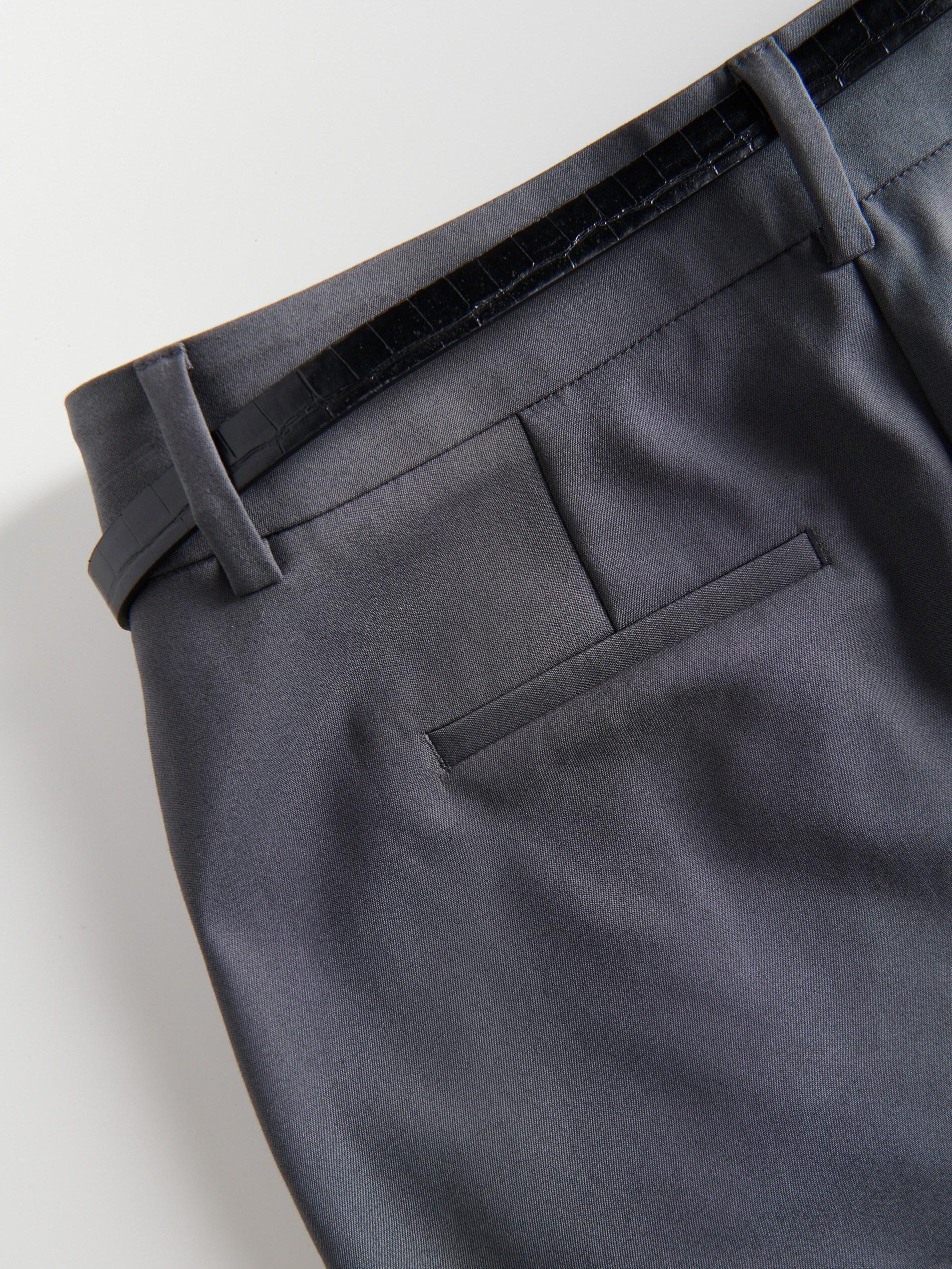 Grey Cigarette Trousers With Belt, Grey, large image number 3