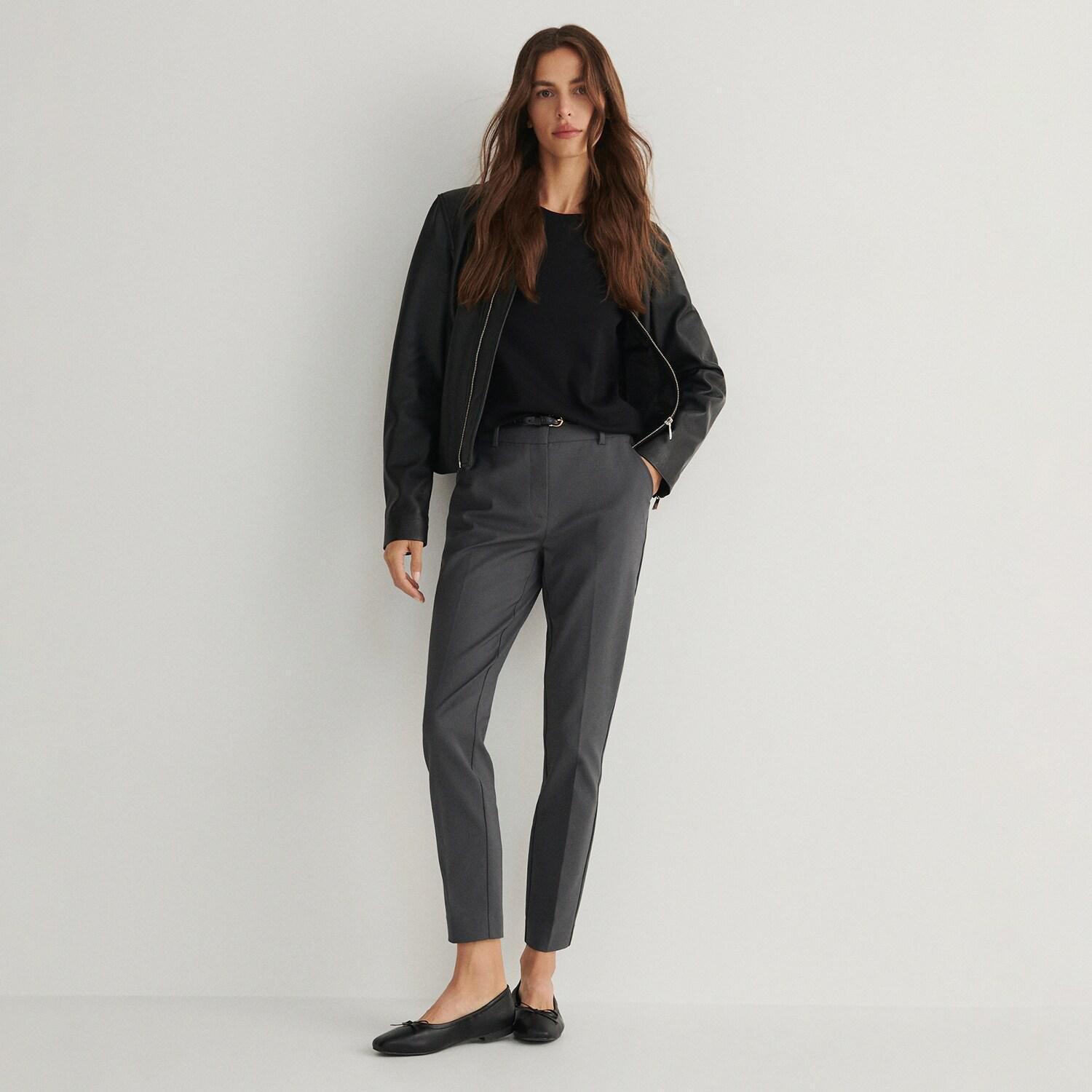 Grey Cigarette Trousers With Belt, Grey, large image number 4