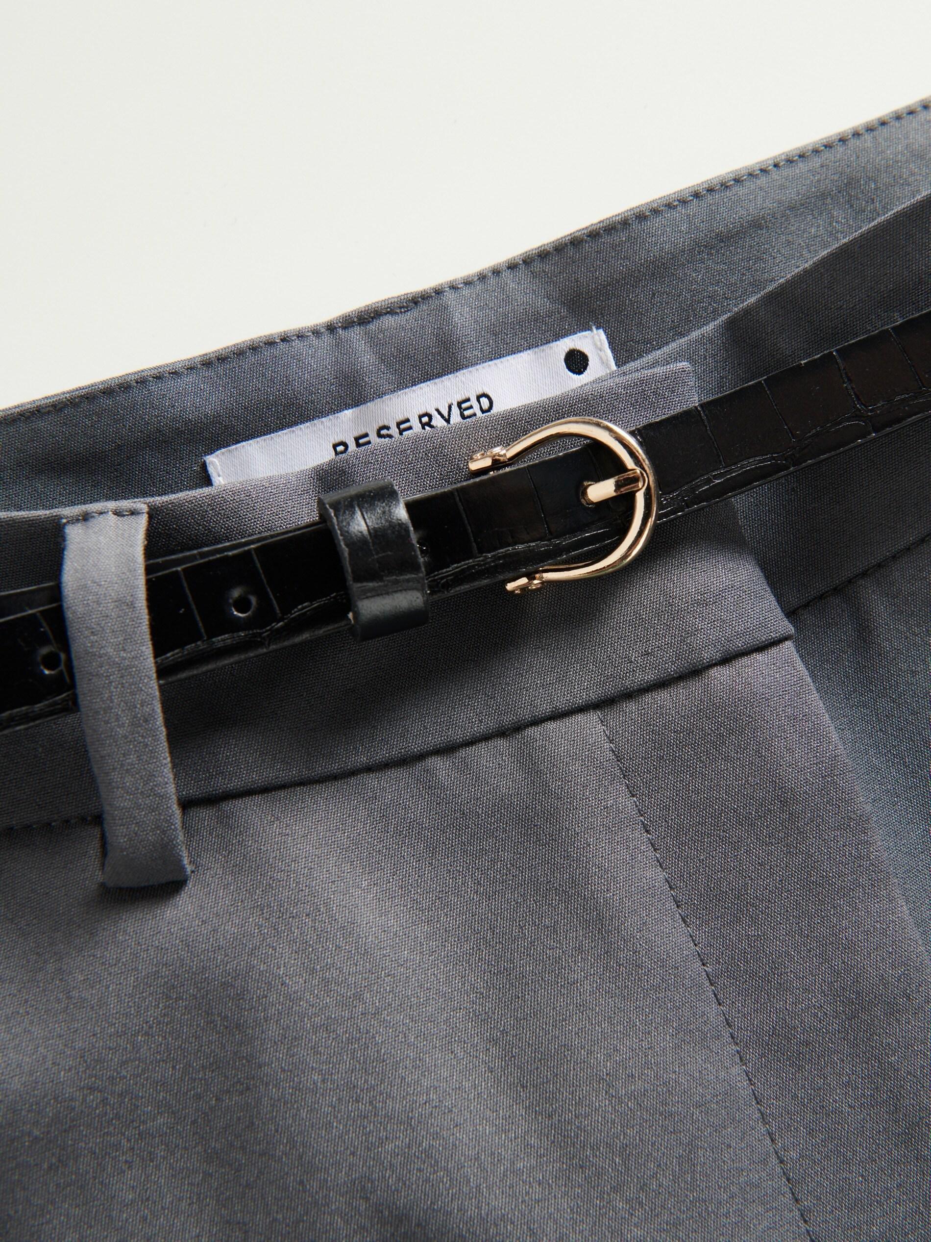 Grey Cigarette Trousers With Belt, Grey, large image number 5