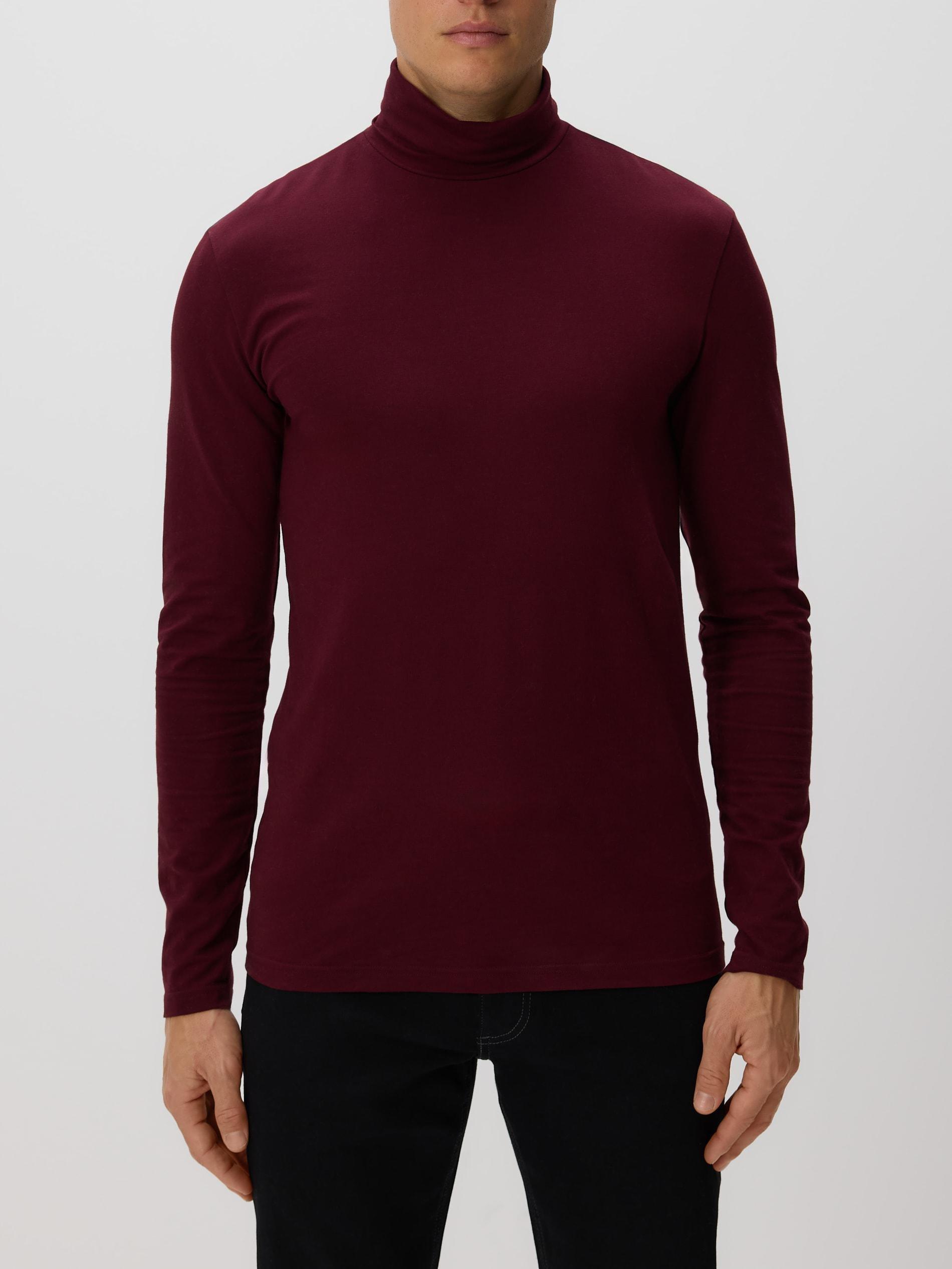 Brown Long Sleeve Cotton Turtleneck, Brown, medium