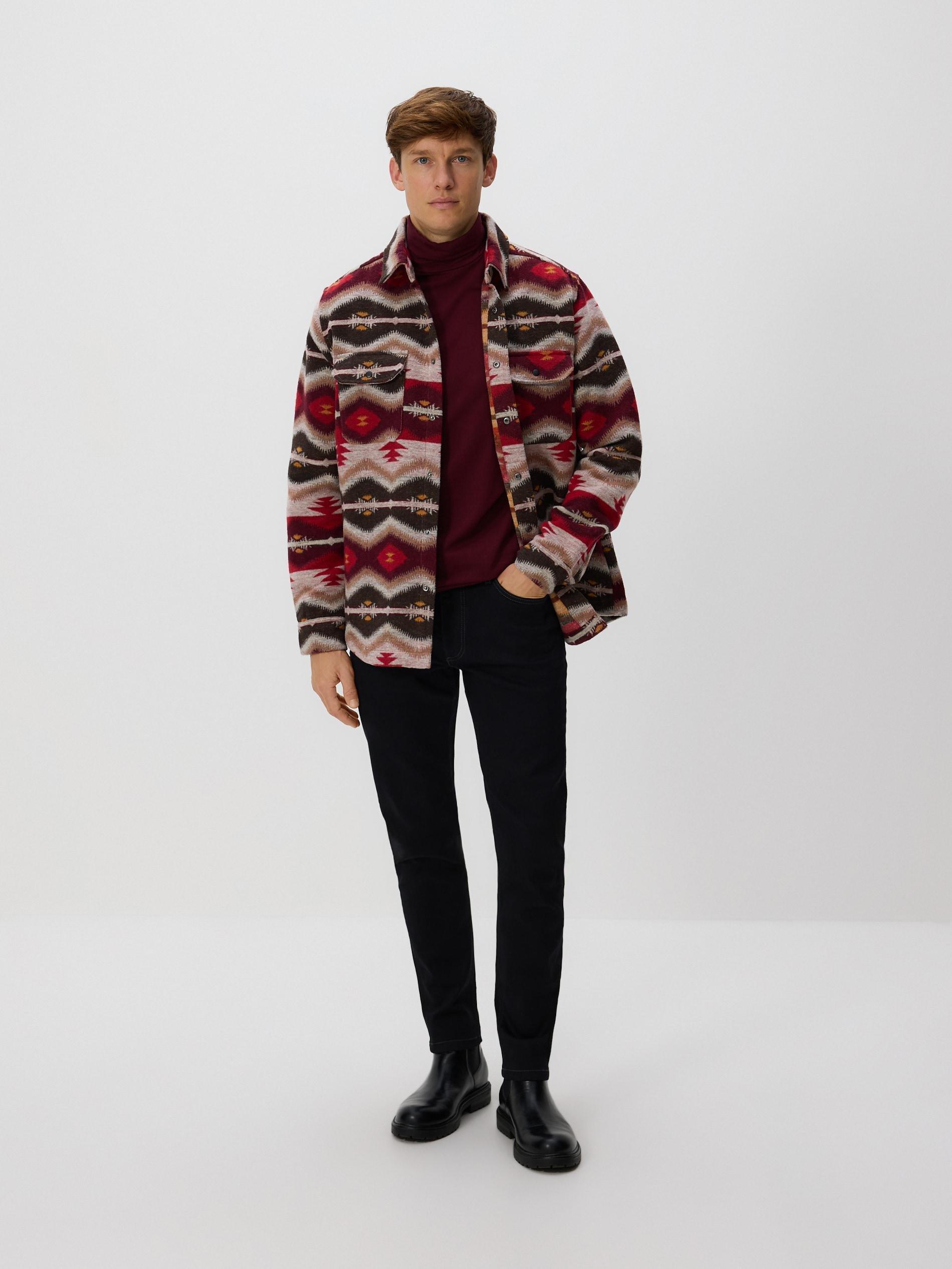 Brown Long Sleeve Cotton Turtleneck, Brown, large image number 1