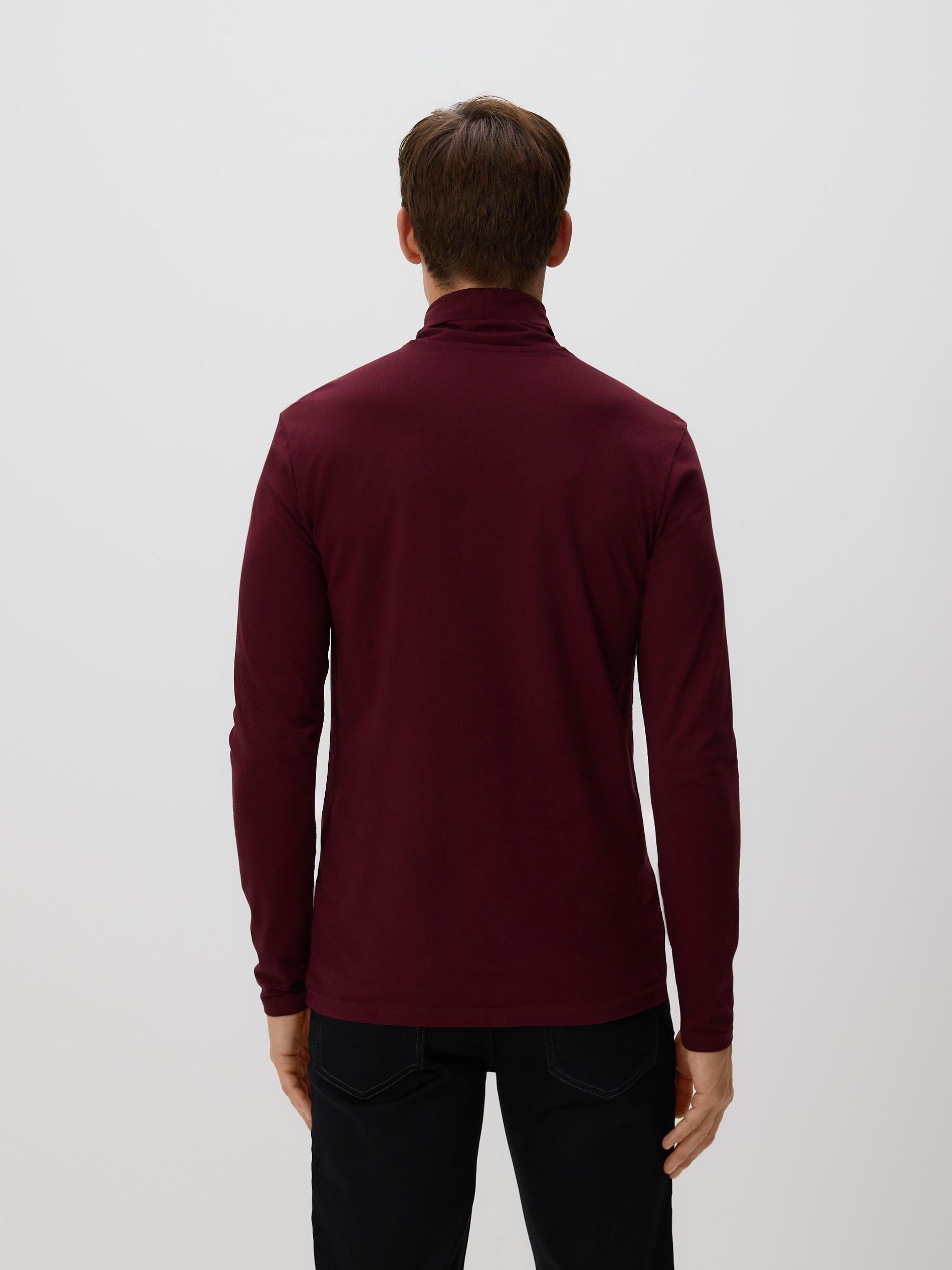 Brown Long Sleeve Cotton Turtleneck, Brown, medium