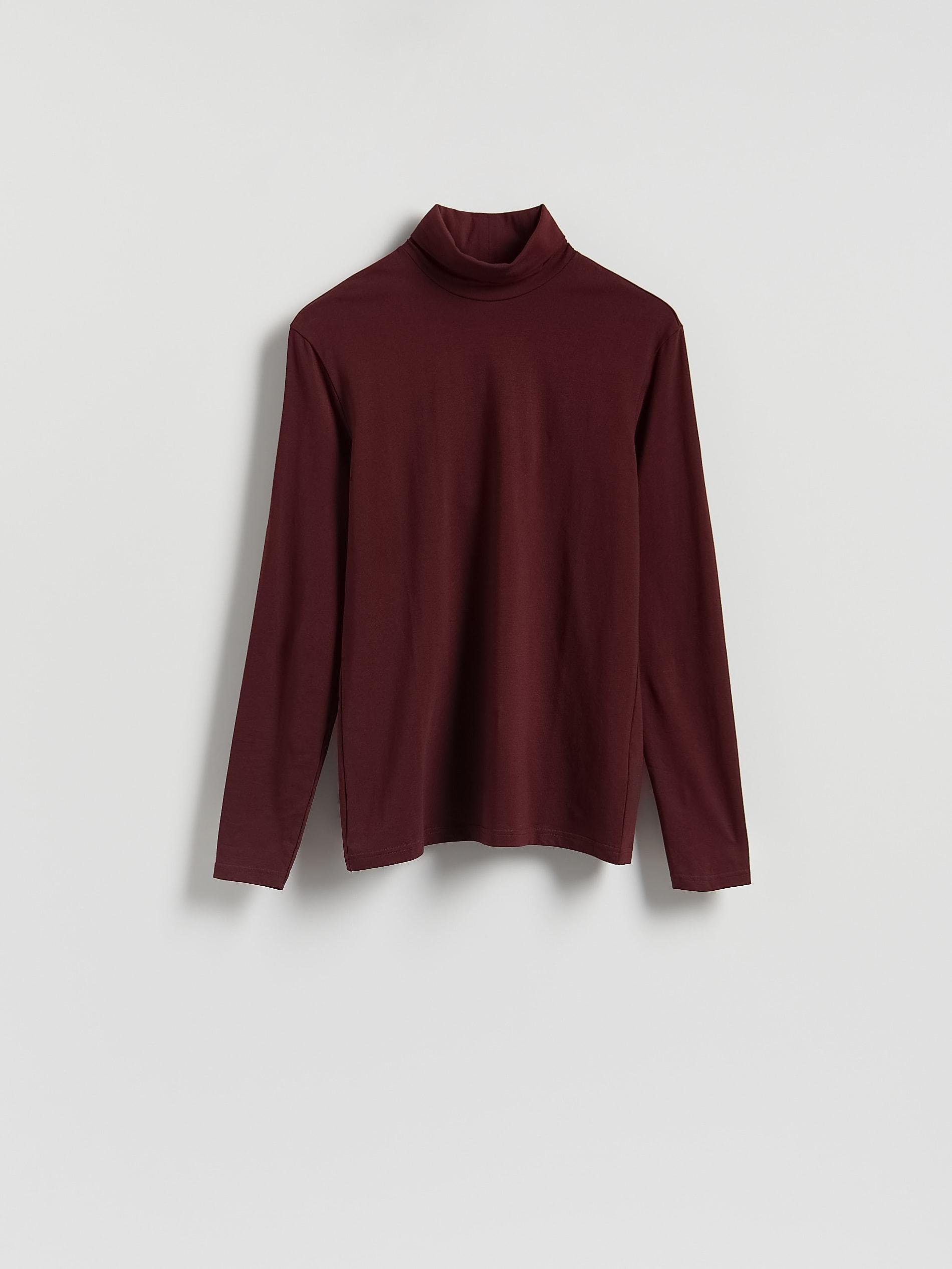 Brown Long Sleeve Cotton Turtleneck, Brown, large image number 4