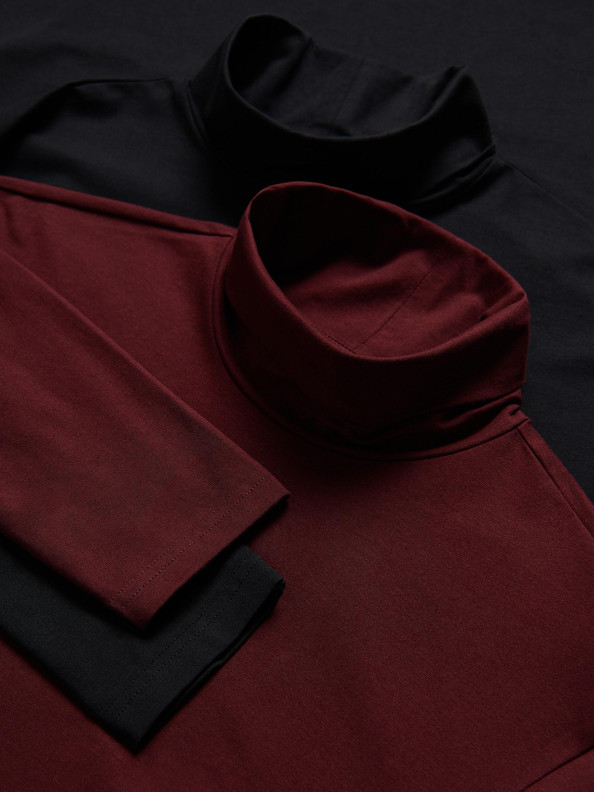 Brown Long Sleeve Cotton Turtleneck, Brown, large image number 5
