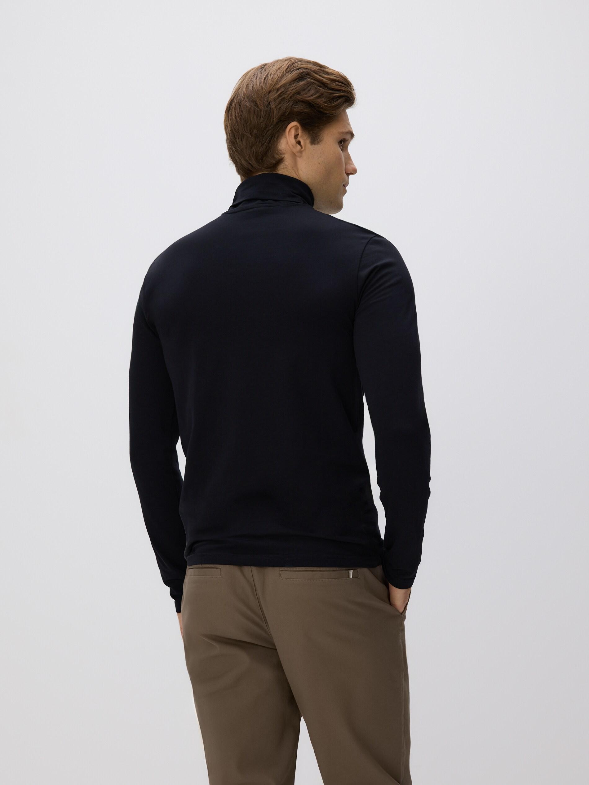 Black Long Sleeve Cotton Turtleneck, Black, large image number 1