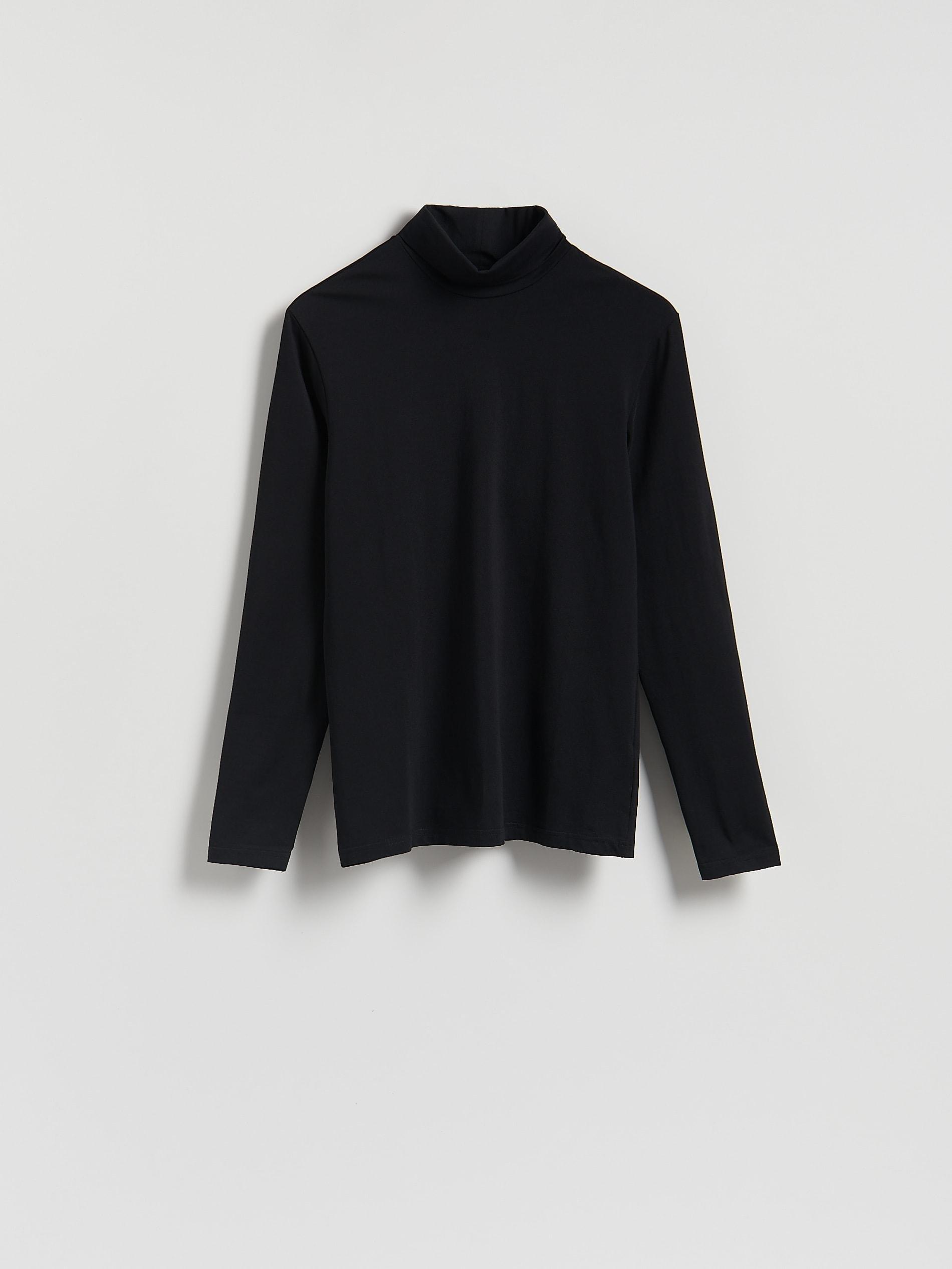Black Long Sleeve Cotton Turtleneck, Black, large image number 4