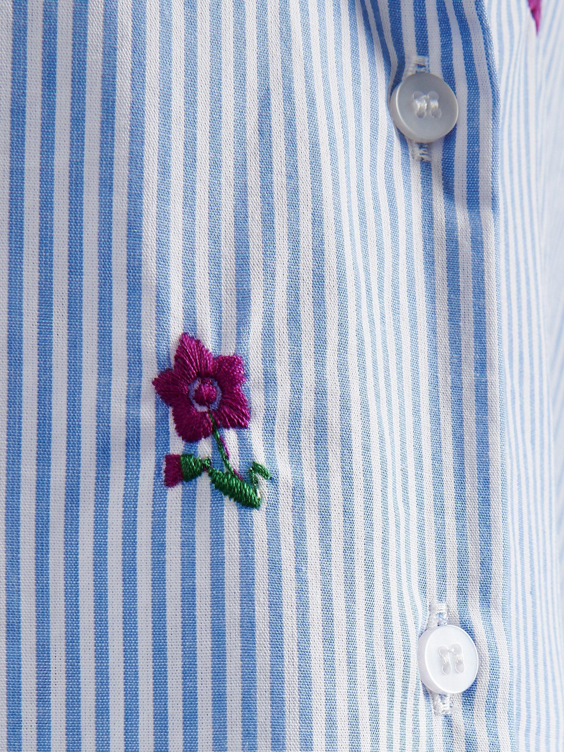 Blue Embroidered Cotton Shirt, Blue, large image number 5