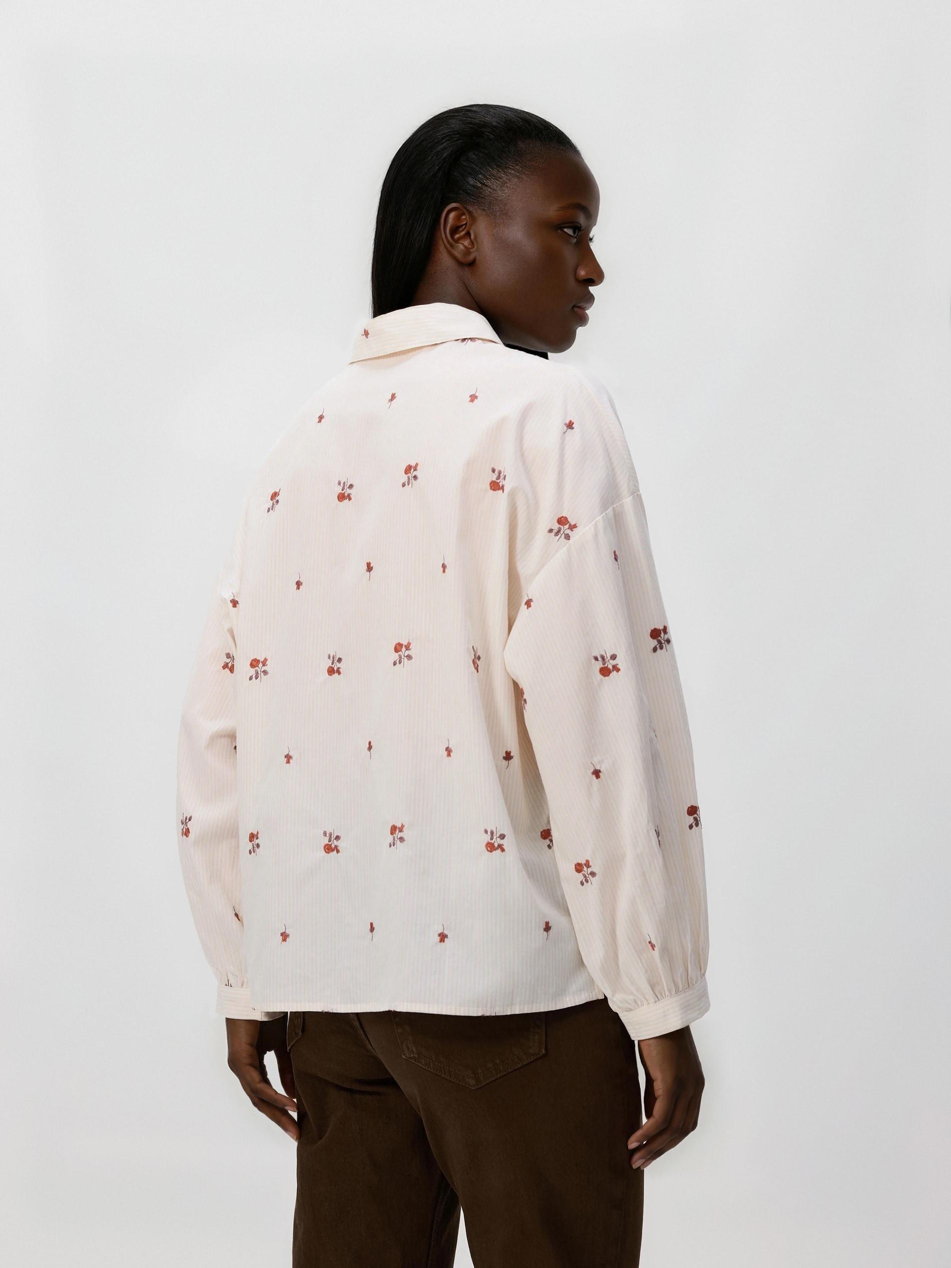 Beige Embroidered Cotton Shirt, Beige, large image number 2