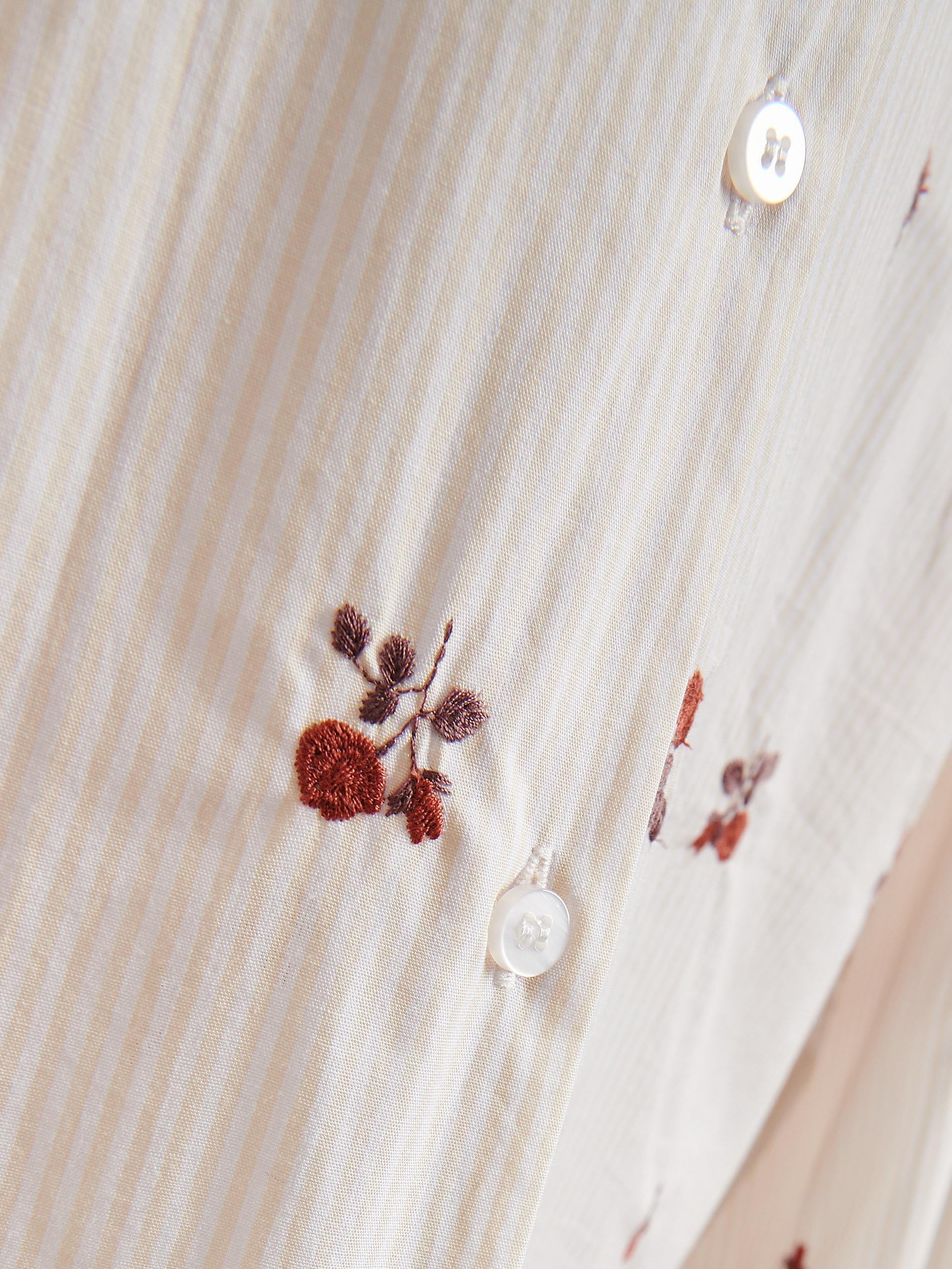 Beige Embroidered Cotton Shirt, Beige, large image number 4