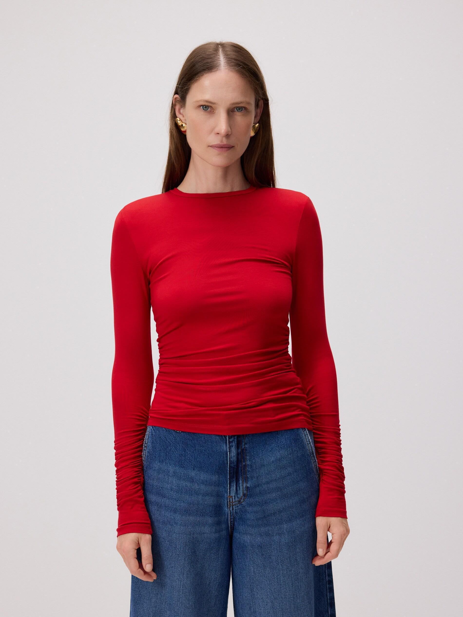 Red Blouse With Shoulder Pads, Red, large image number 2