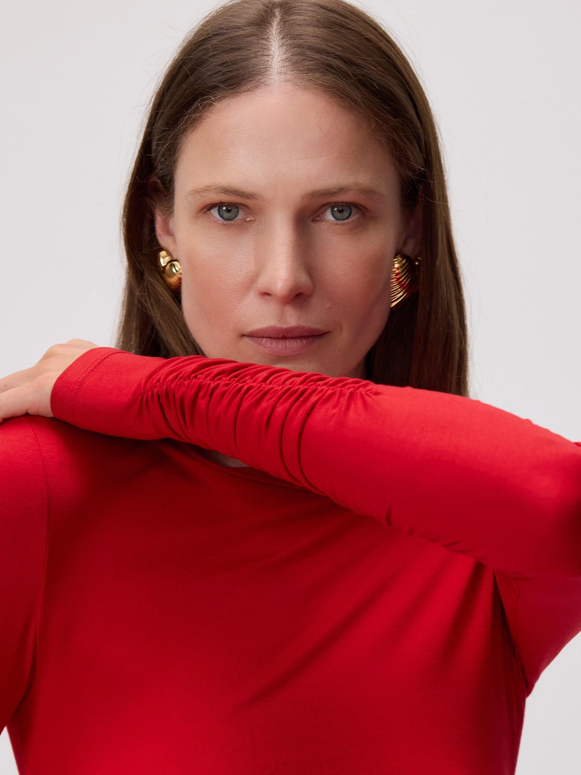 Red Blouse With Shoulder Pads, Red, large image number 3