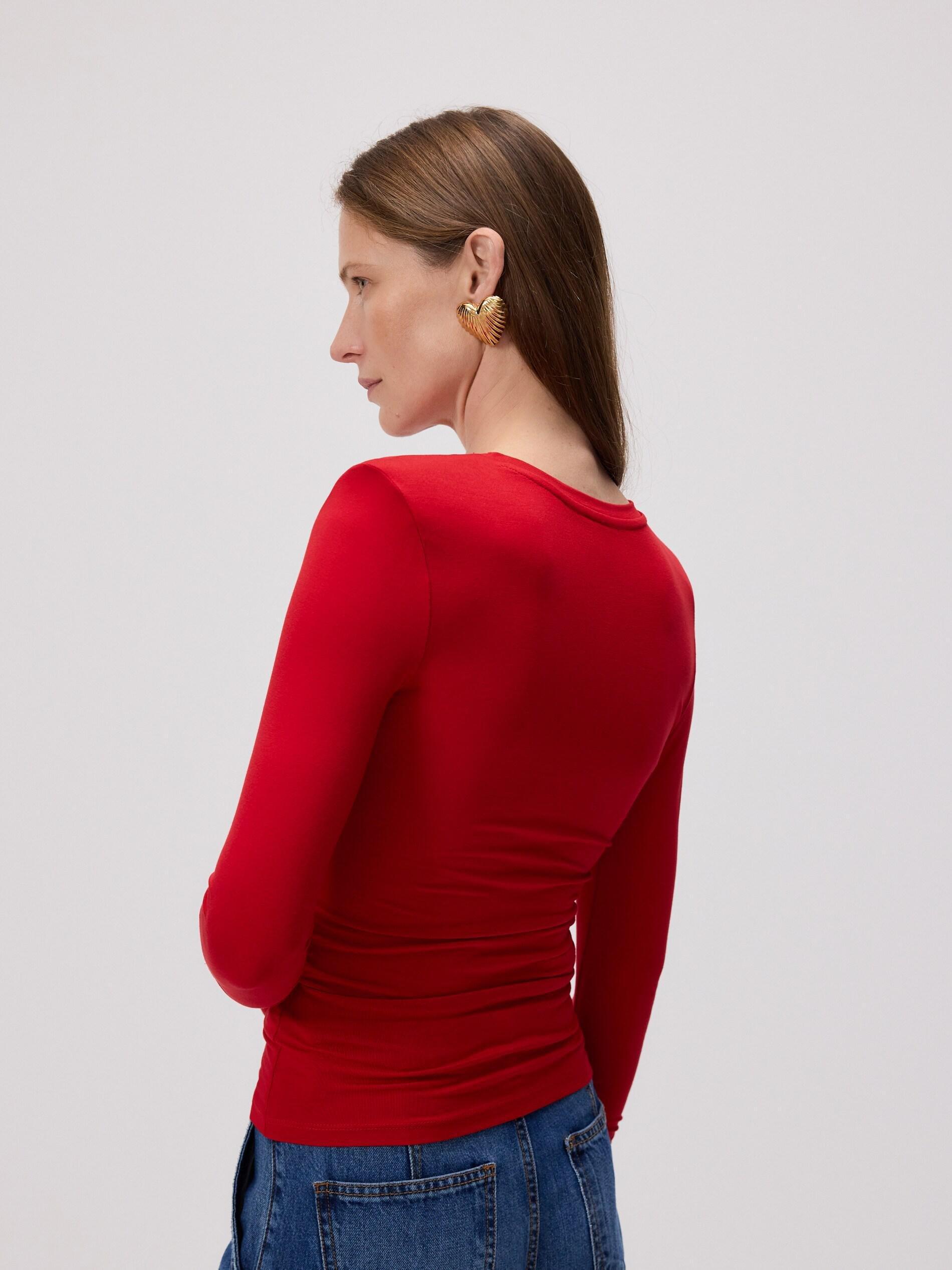 Red Blouse With Shoulder Pads, Red, large image number 4
