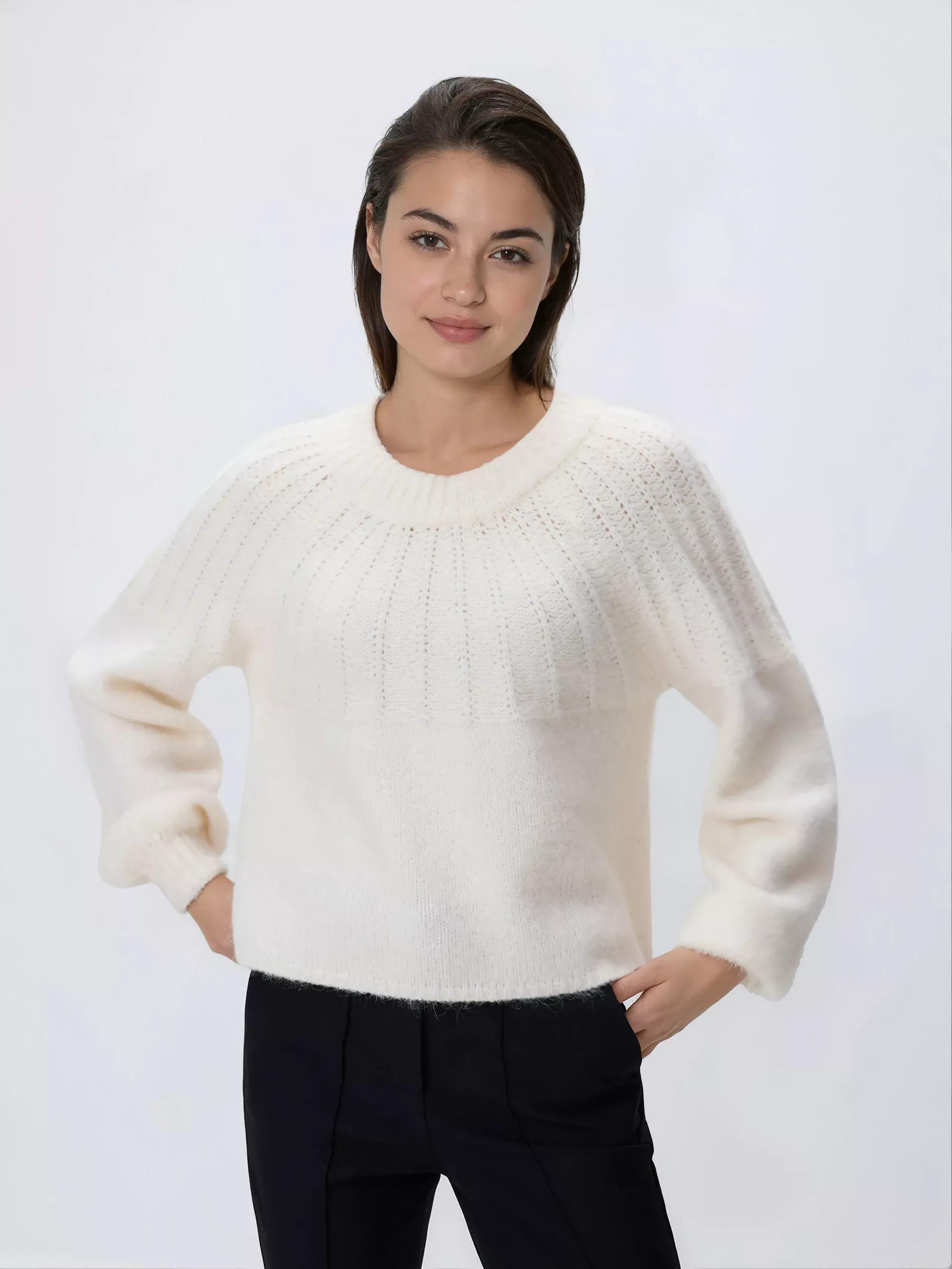 Cream Sweater With A Bow At The Back, Ivory, large image number 0