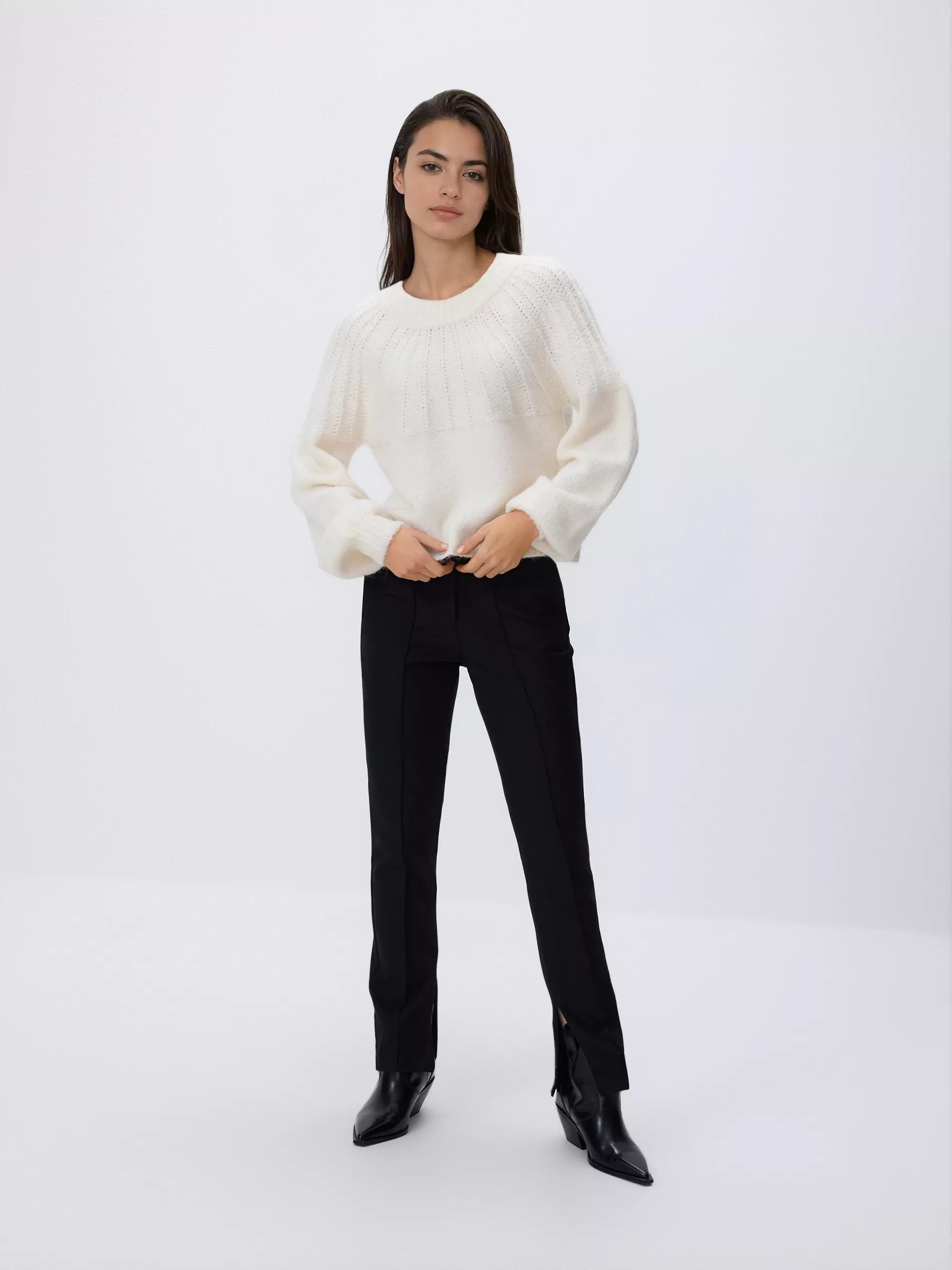 Cream Sweater With A Bow At The Back, Ivory, large image number 2