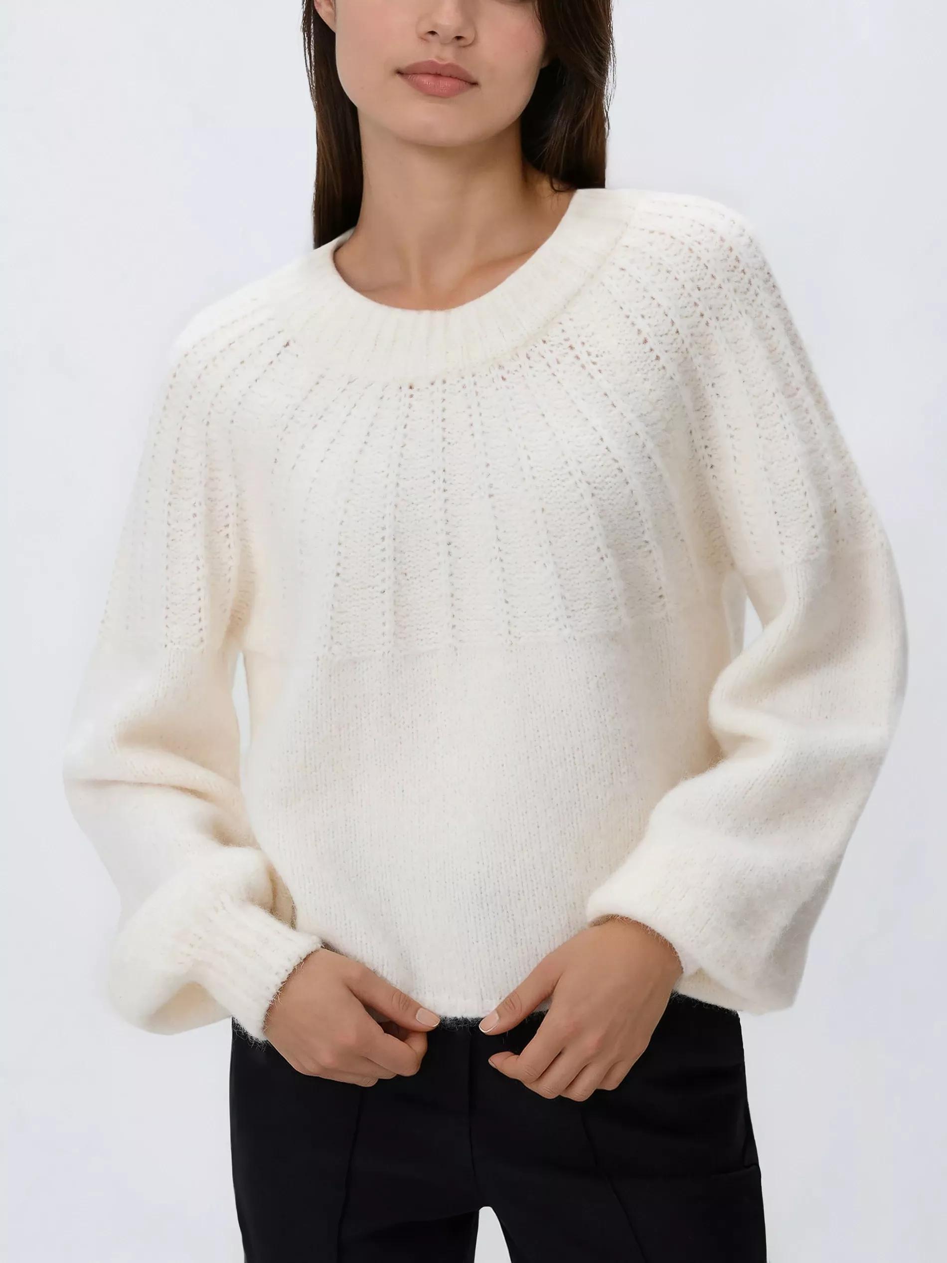 Cream Sweater With A Bow At The Back, Ivory, large image number 3