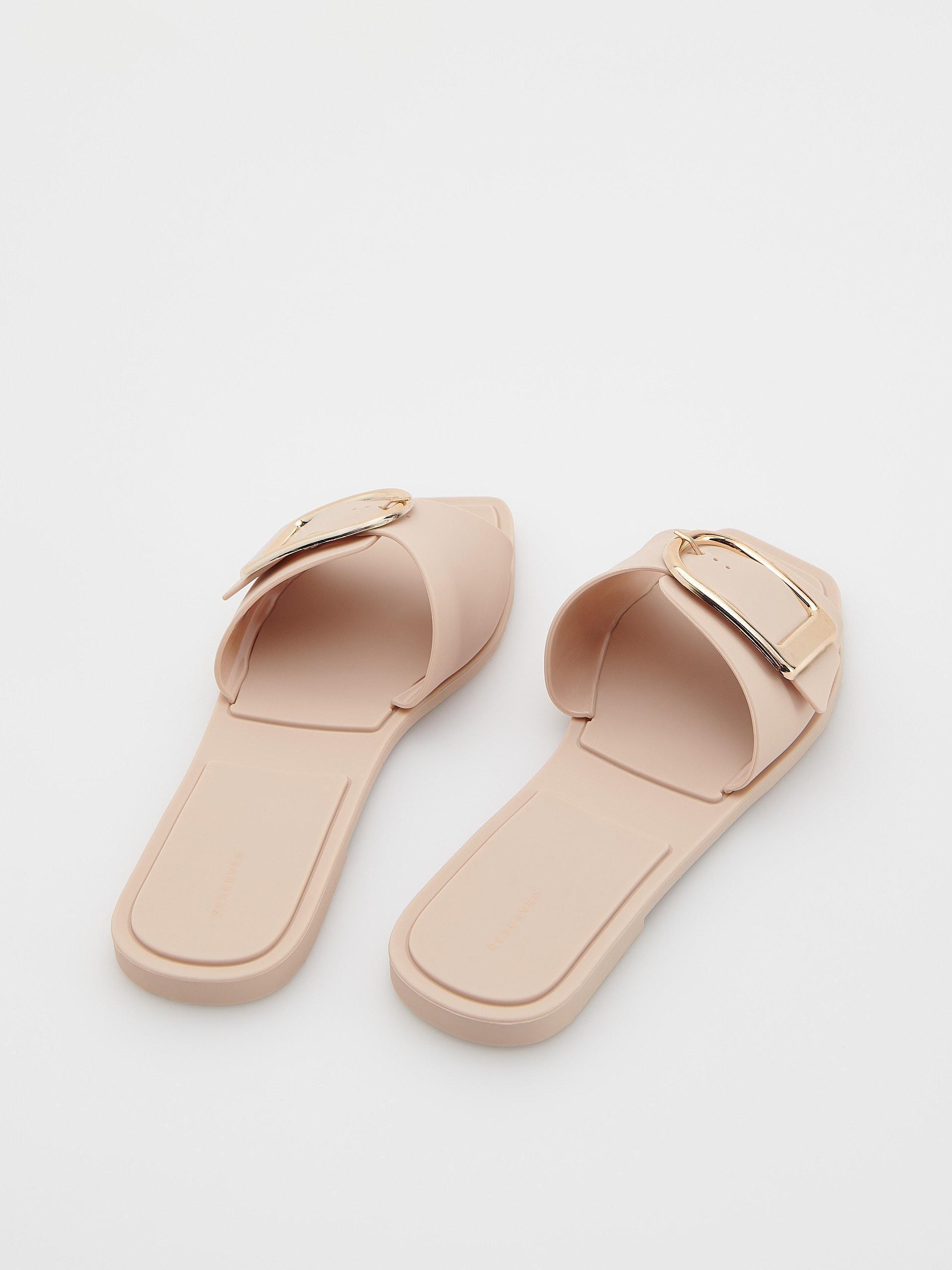Beige Sliders With Decorative Buckle, , large image number 4