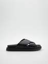 Reserved - Black Imitation Leather Slippers