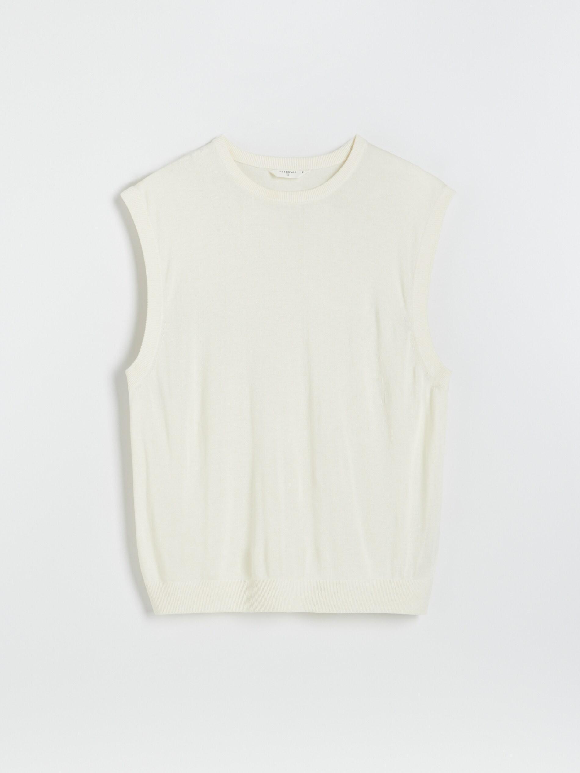 Cream Viscose Blend Vest, , large image number 3