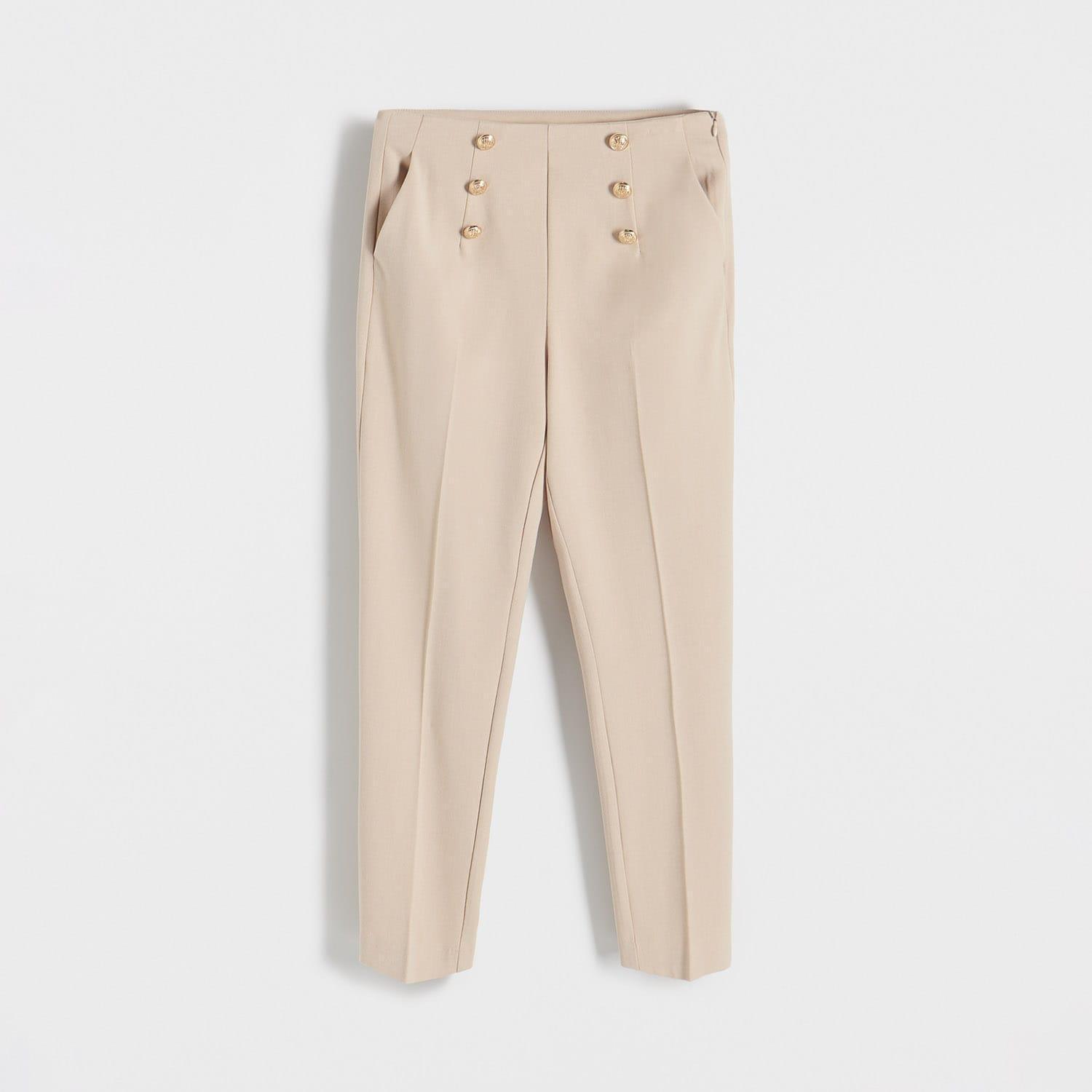 Beige Trousers With Gold Tone Buttons, , large image number 0