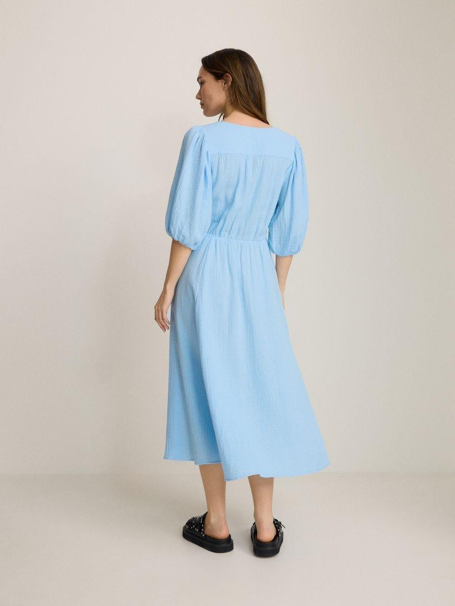 Blue Muslin Midi Dress, , large image number 2