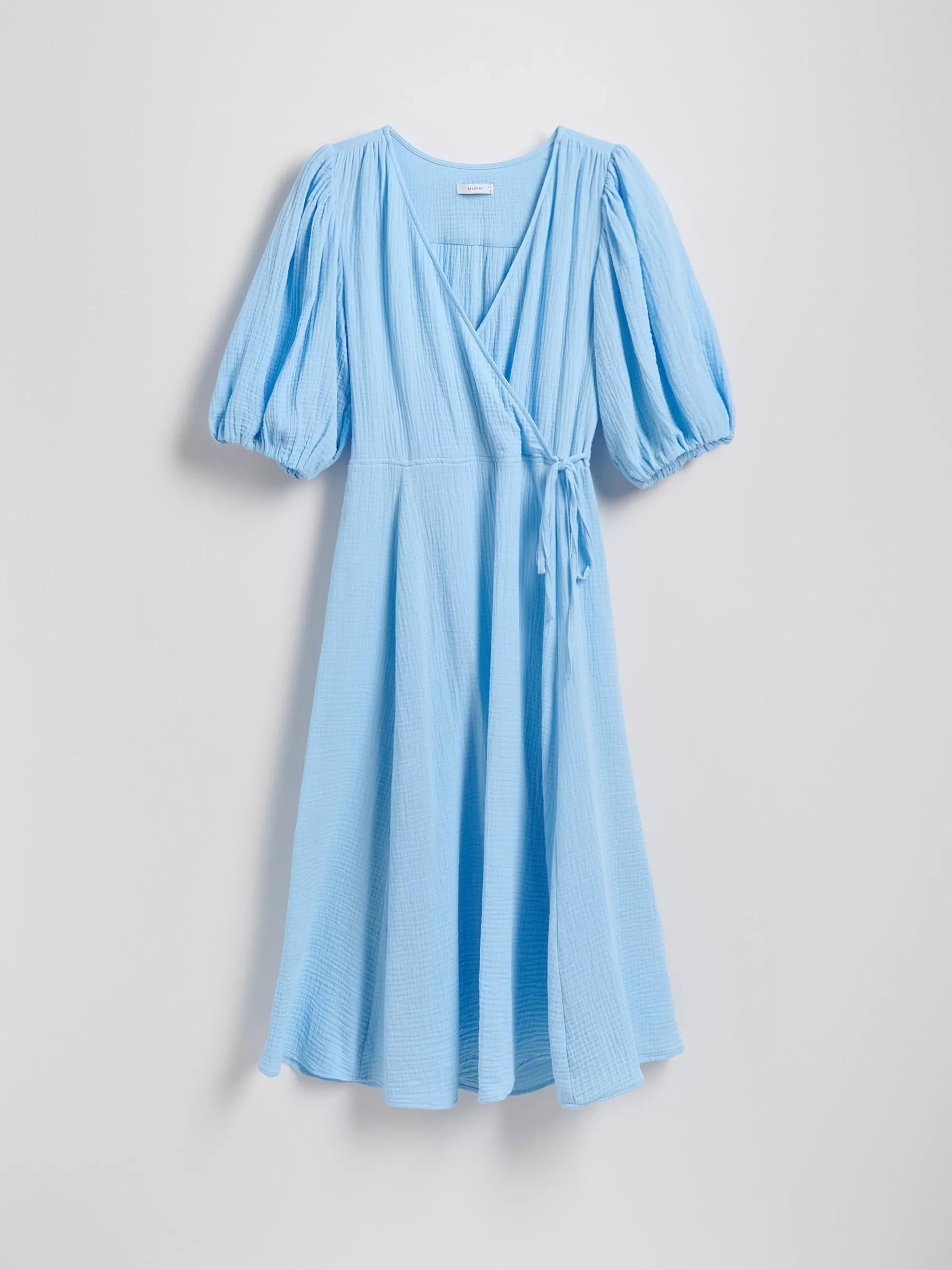 Blue Muslin Midi Dress, , large image number 5