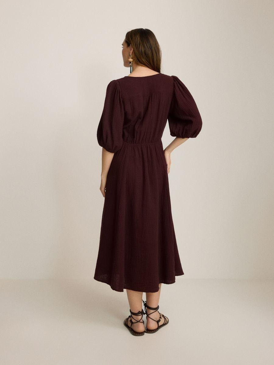 Brown Muslin Midi Dress, , large image number 2