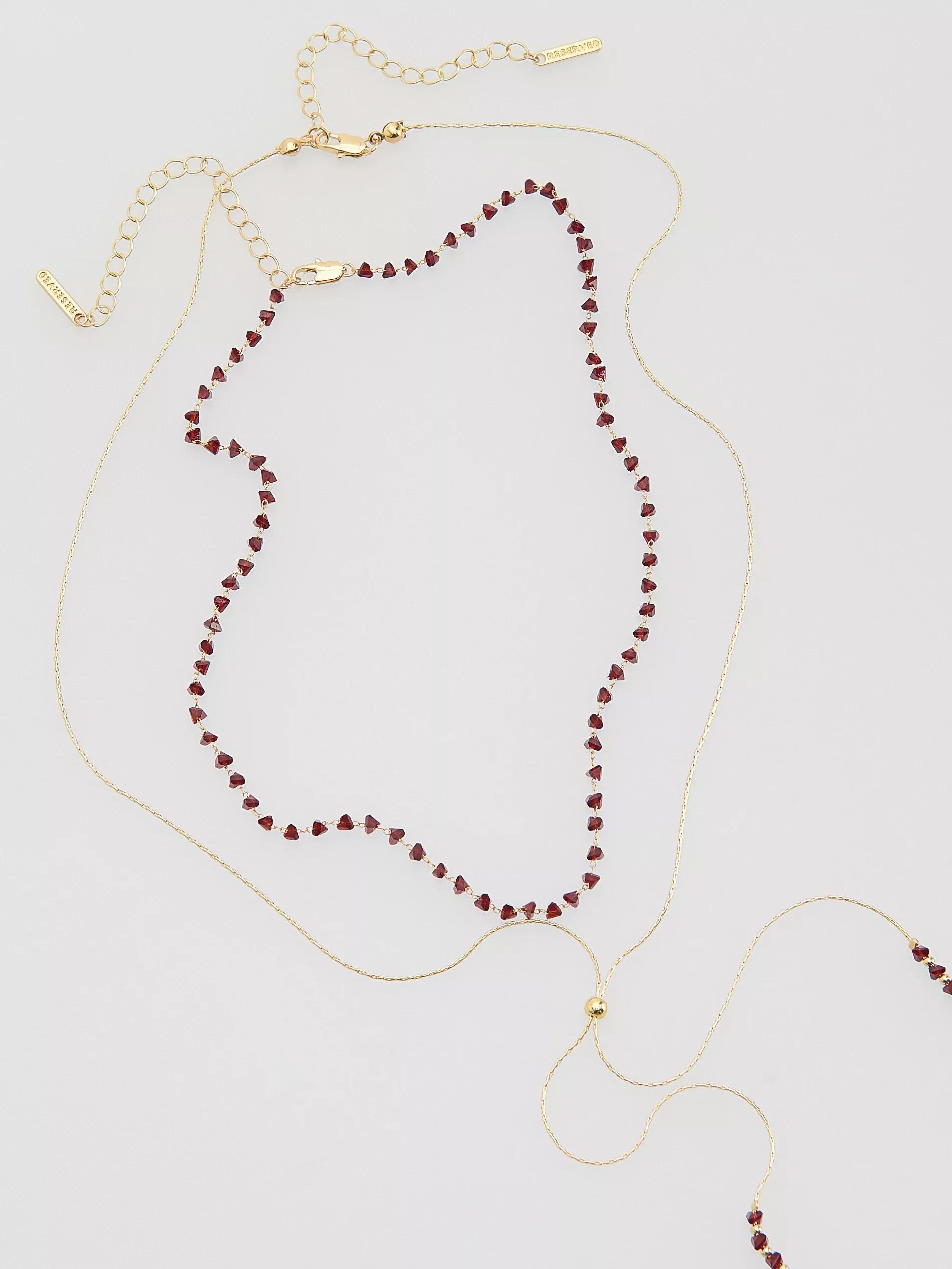 Necklace Set, Burgundy, large image number 1