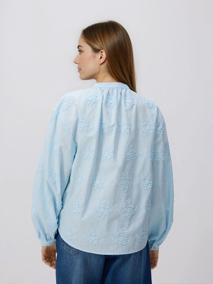 Blue Shirt With Embroidered Pattern, Blue, large image number 1