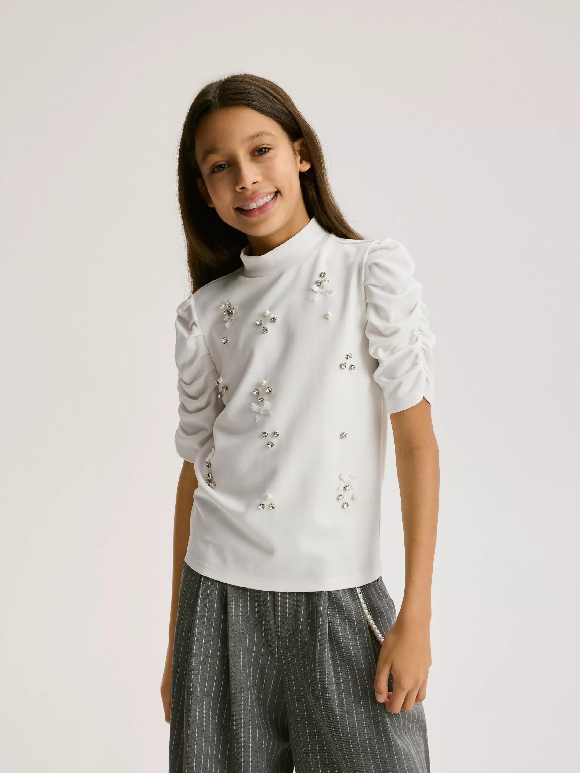 GIRLS` BLOUSE CREAM, Ivory, large image number 1