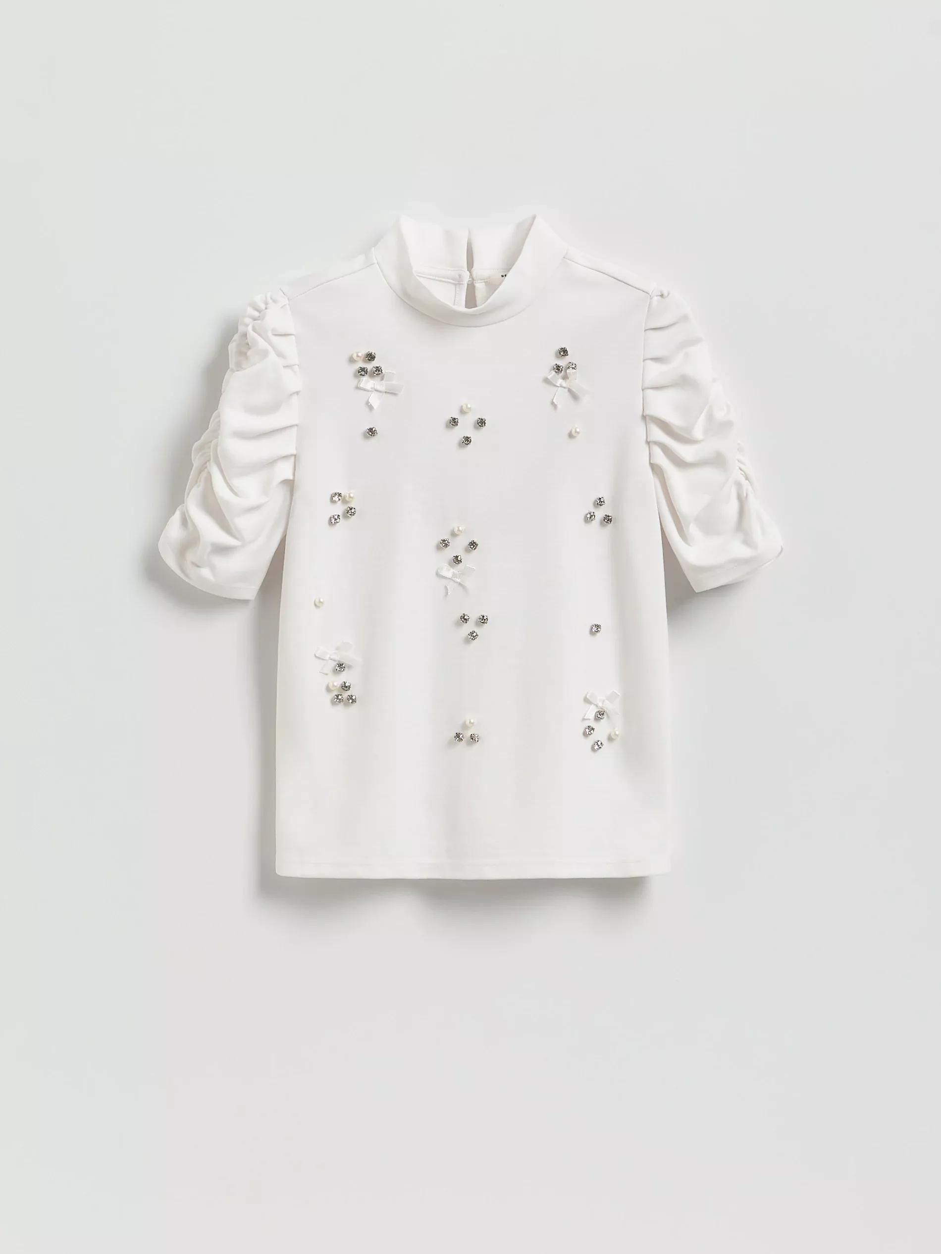 GIRLS` BLOUSE CREAM, Ivory, medium