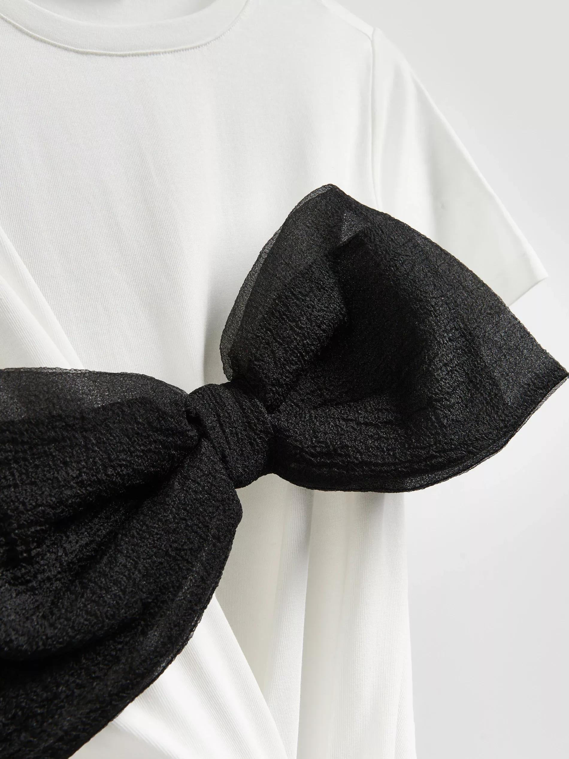 White T-Shirt With Bow, White, large image number 5